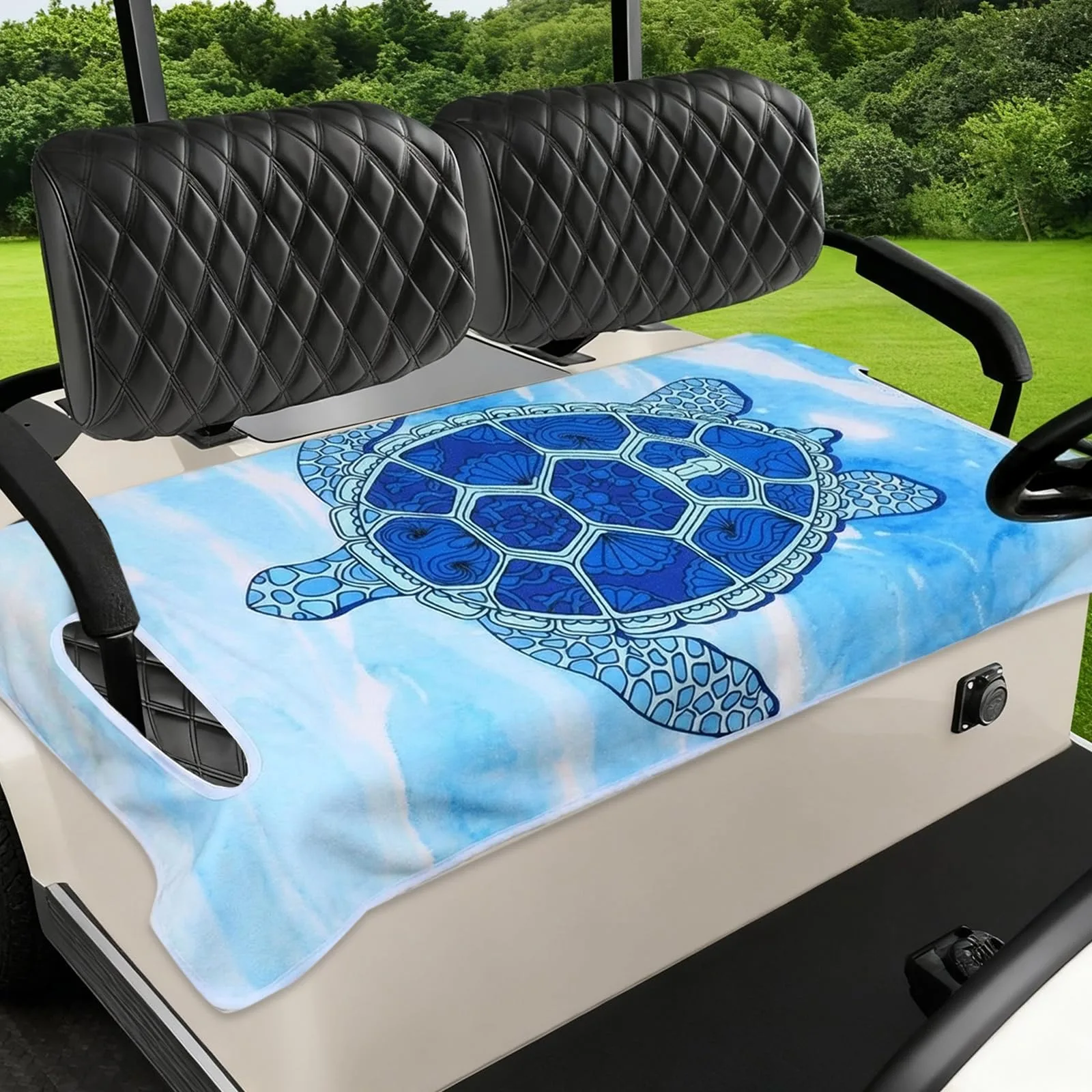 Peryiter 51x31 Microfiber Golf Cart Seat Cover — Blue Sea Turtle