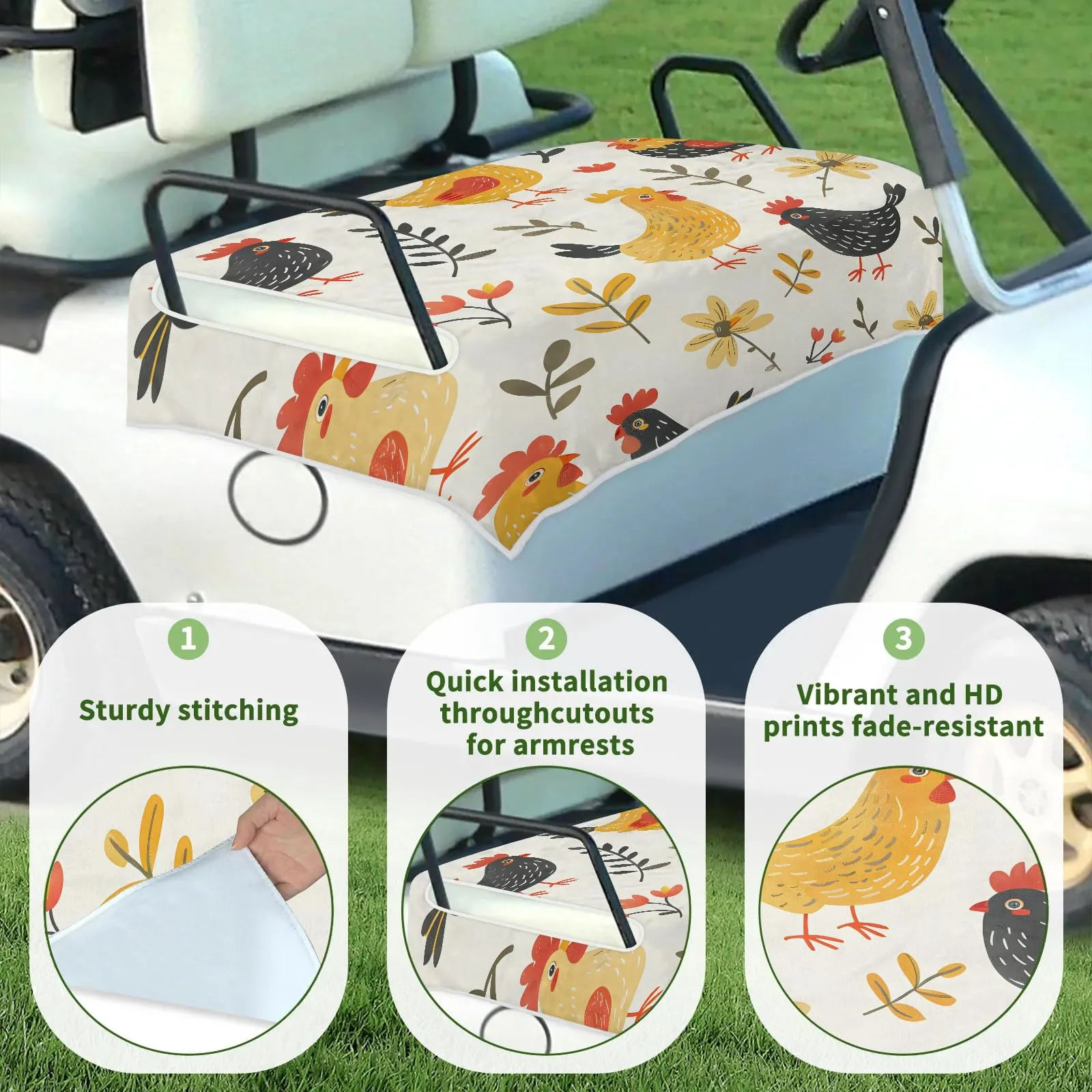 Tiveruda Golf Cart Seat Cover for Double Seats 51 x 31 in image 3