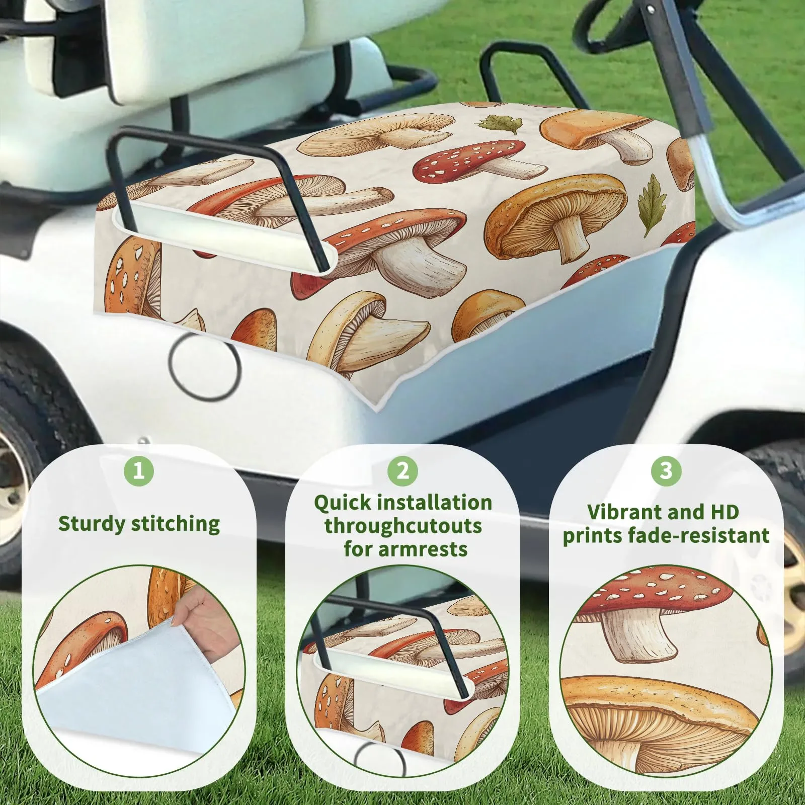 Tiveruda Golf Cart Seat Cover for Double Seats image 3