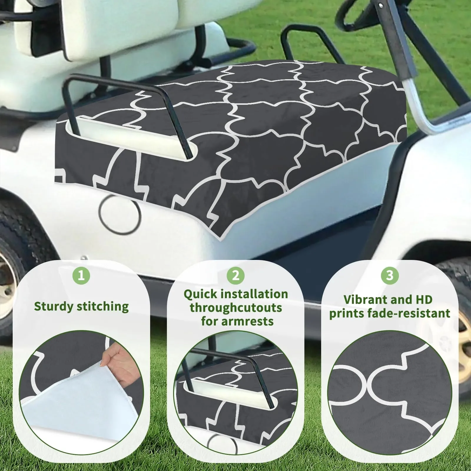 Tiveruda Golf Cart Seat Cover for Double Seats 51 x 31 in image 3