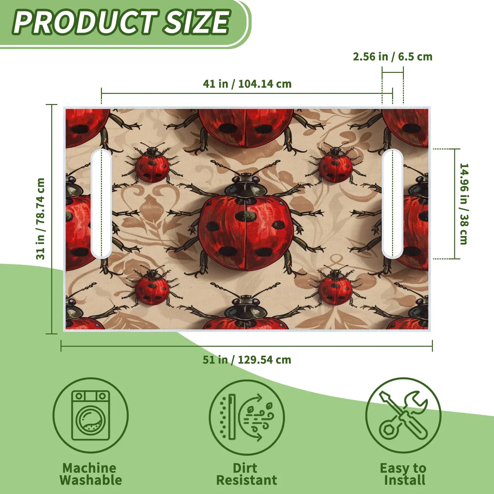 Tiveruda Ladybugs Retro 2-Person Golf Cart Seat Cover 51" x 31" image 2