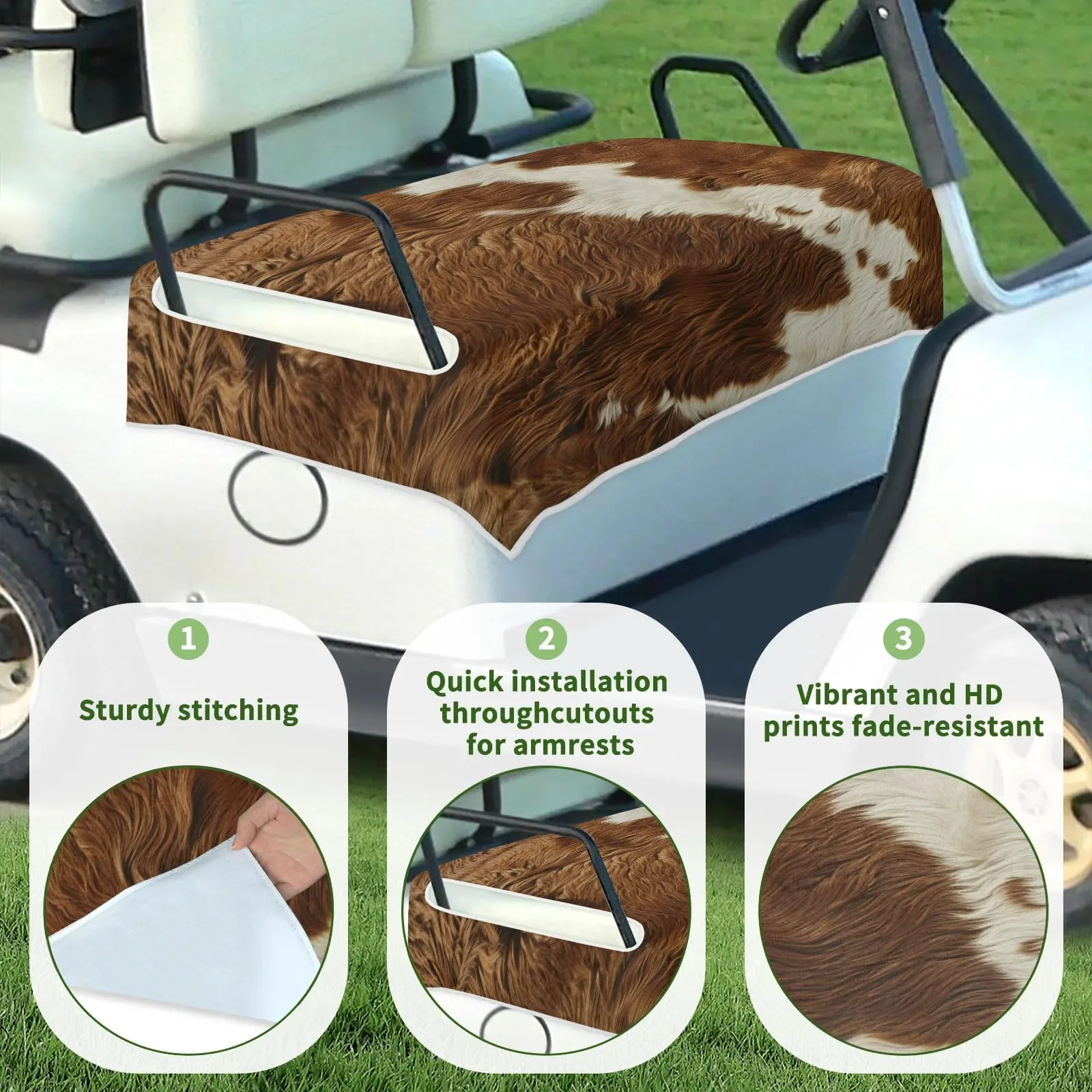 Tiveruda Cow Print Golf Cart Seat Cover 51 x 31 in image 3