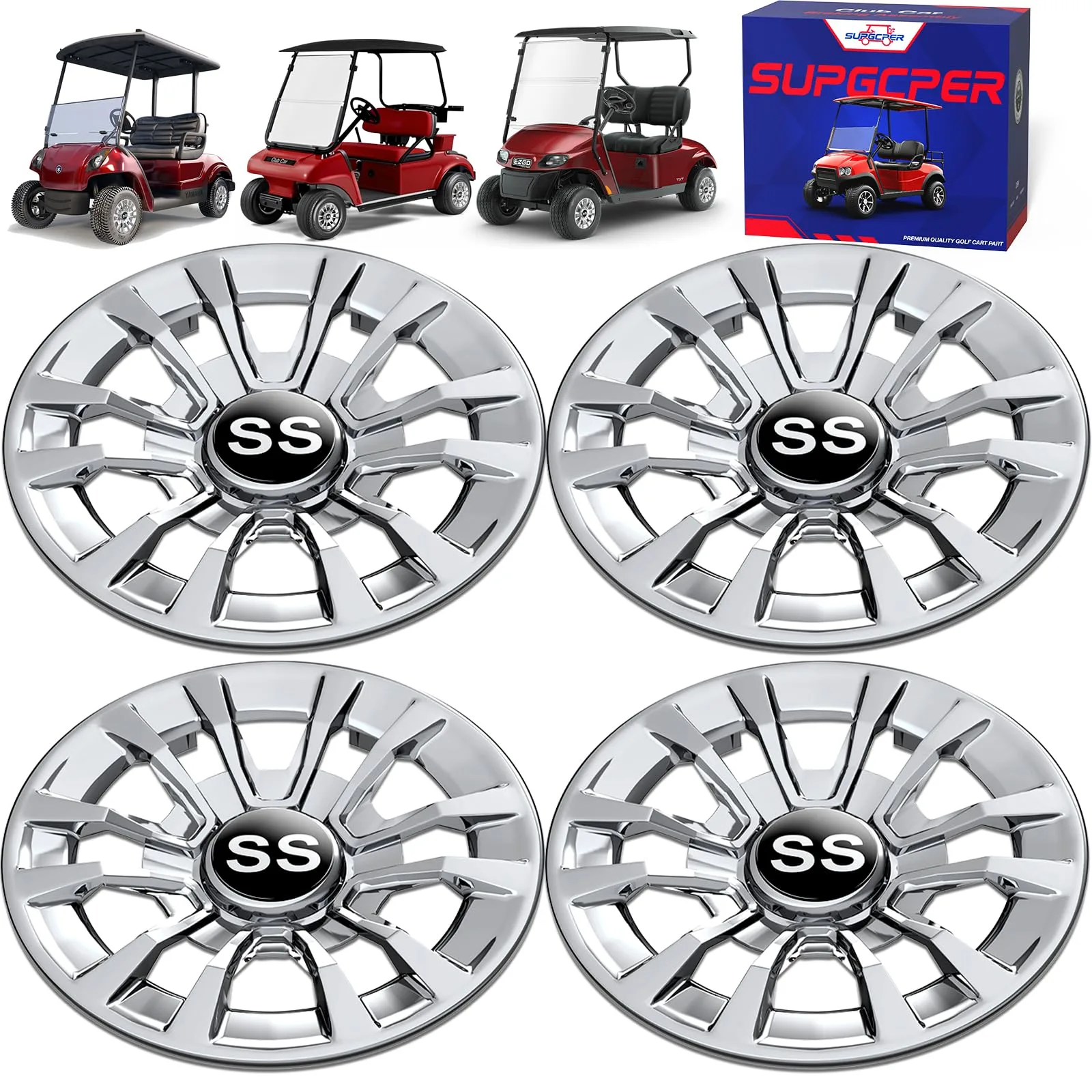 SUPGCPER 8" 6-Spoke Golf Cart Wheel Covers Hubcaps S10-TYLGG-04