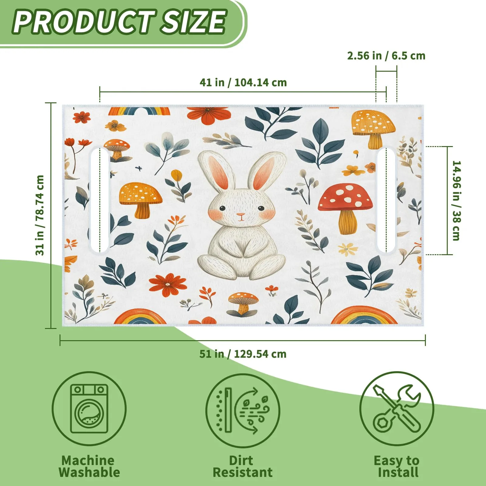 Tiveruda Rabbit Mushroom Golf Cart Seat Cover 51 x 31 Inch image 2