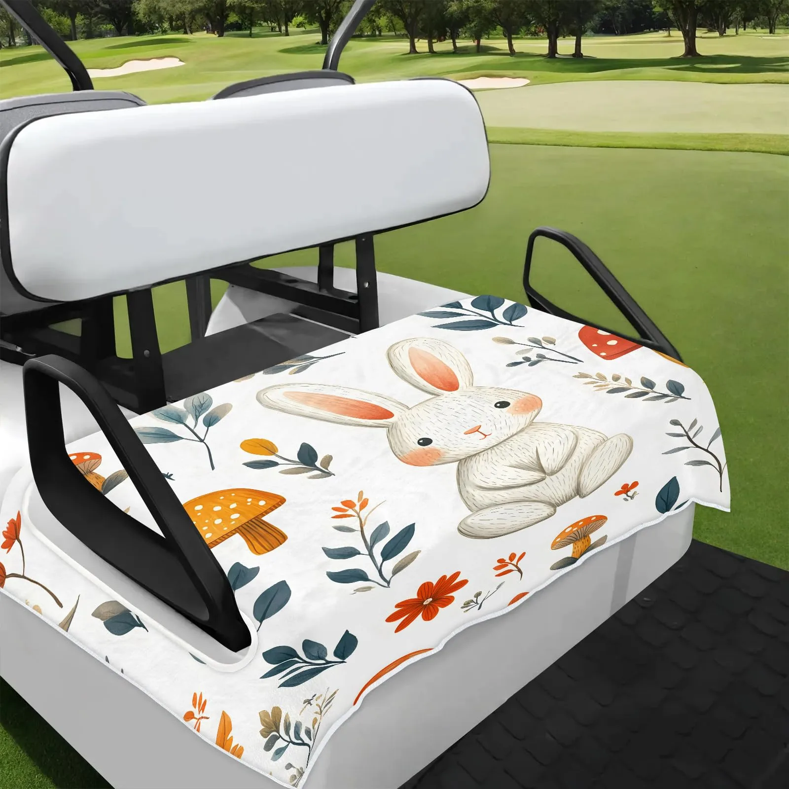 Tiveruda Rabbit Mushroom Golf Cart Seat Cover 51 x 31 Inch