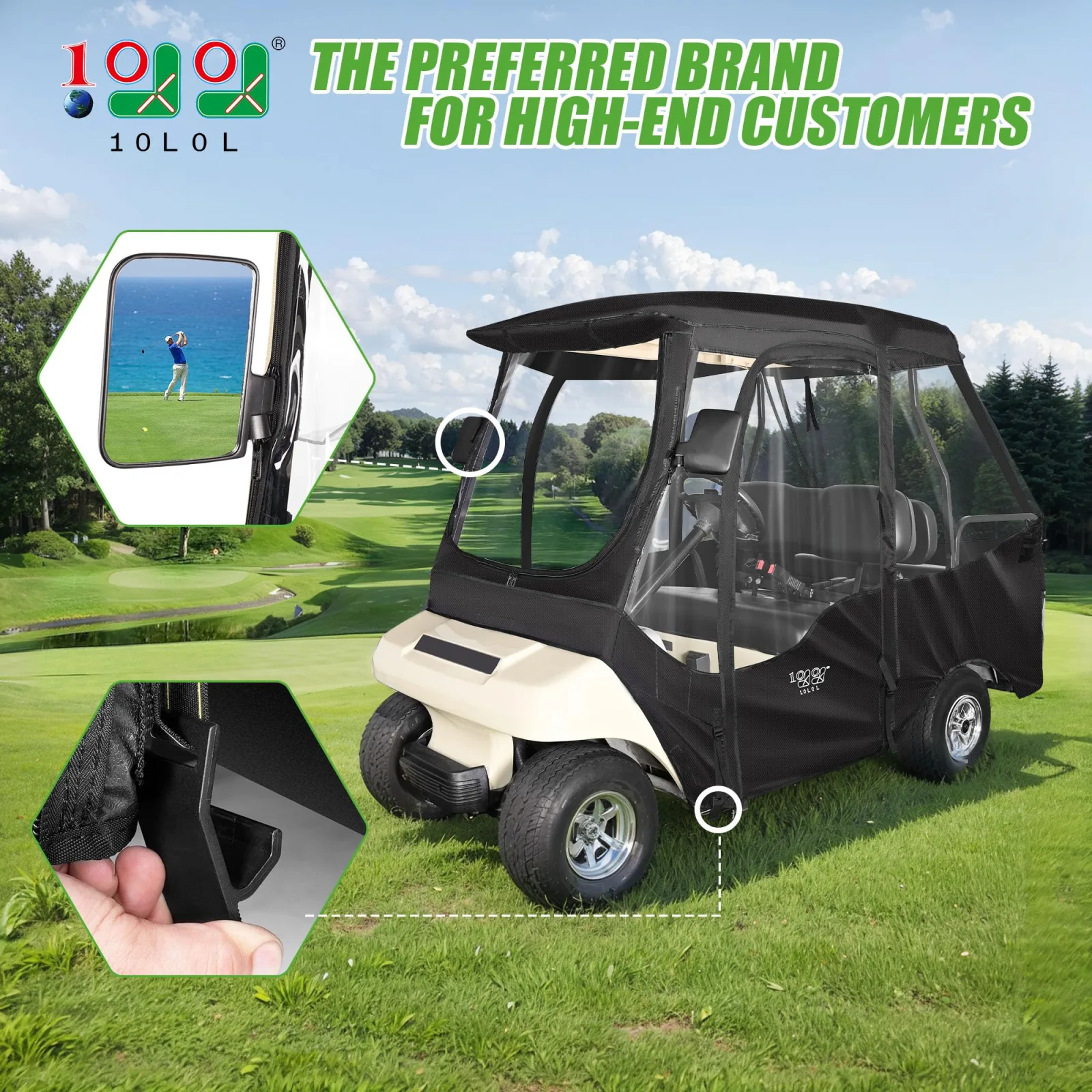 10L0L Club Car DS 2+2 Golf Cart Driving Enclosure image 2
