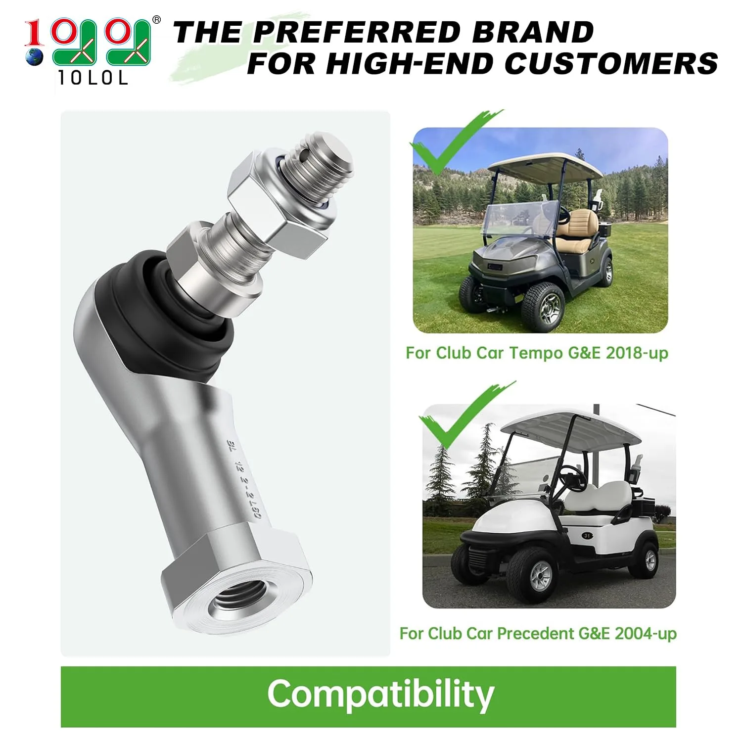10L0L Tie Rod End Ball Joint Kit for Club Car Golf Carts image 2