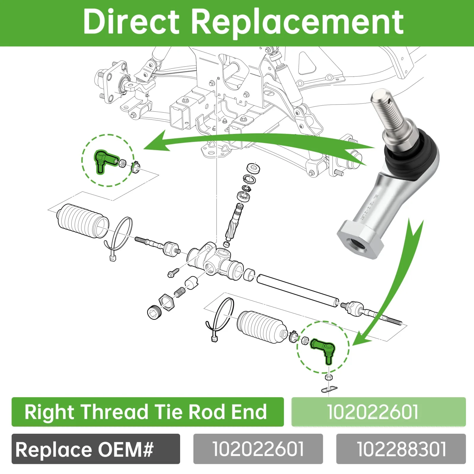 10L0L Tie Rod End Ball Joint Kit for Club Car Golf Carts image 3