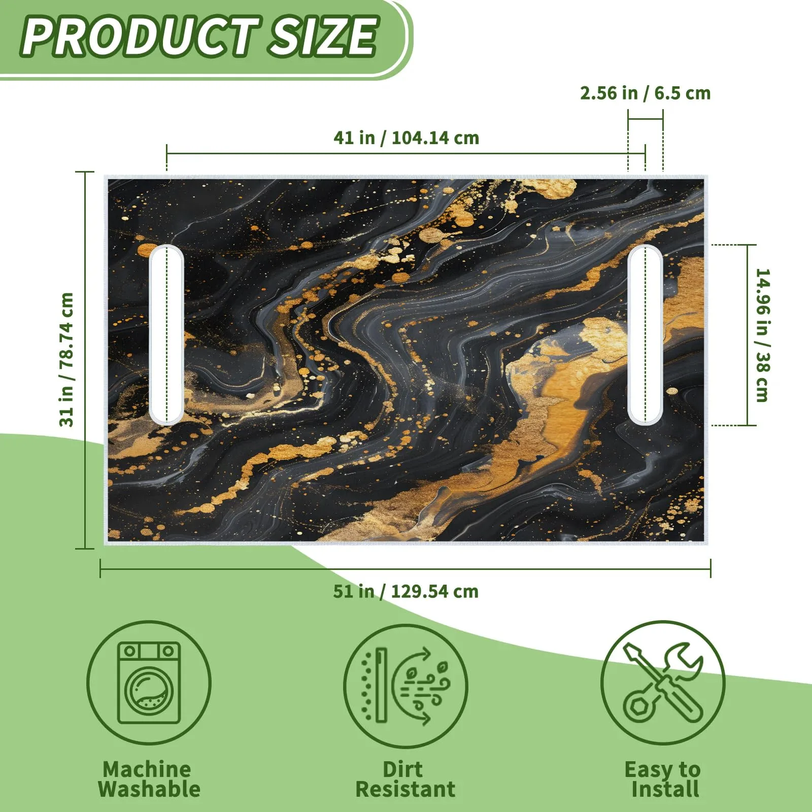 Tiveruda Black Marble Gold Golf Cart Seat Cover image 2