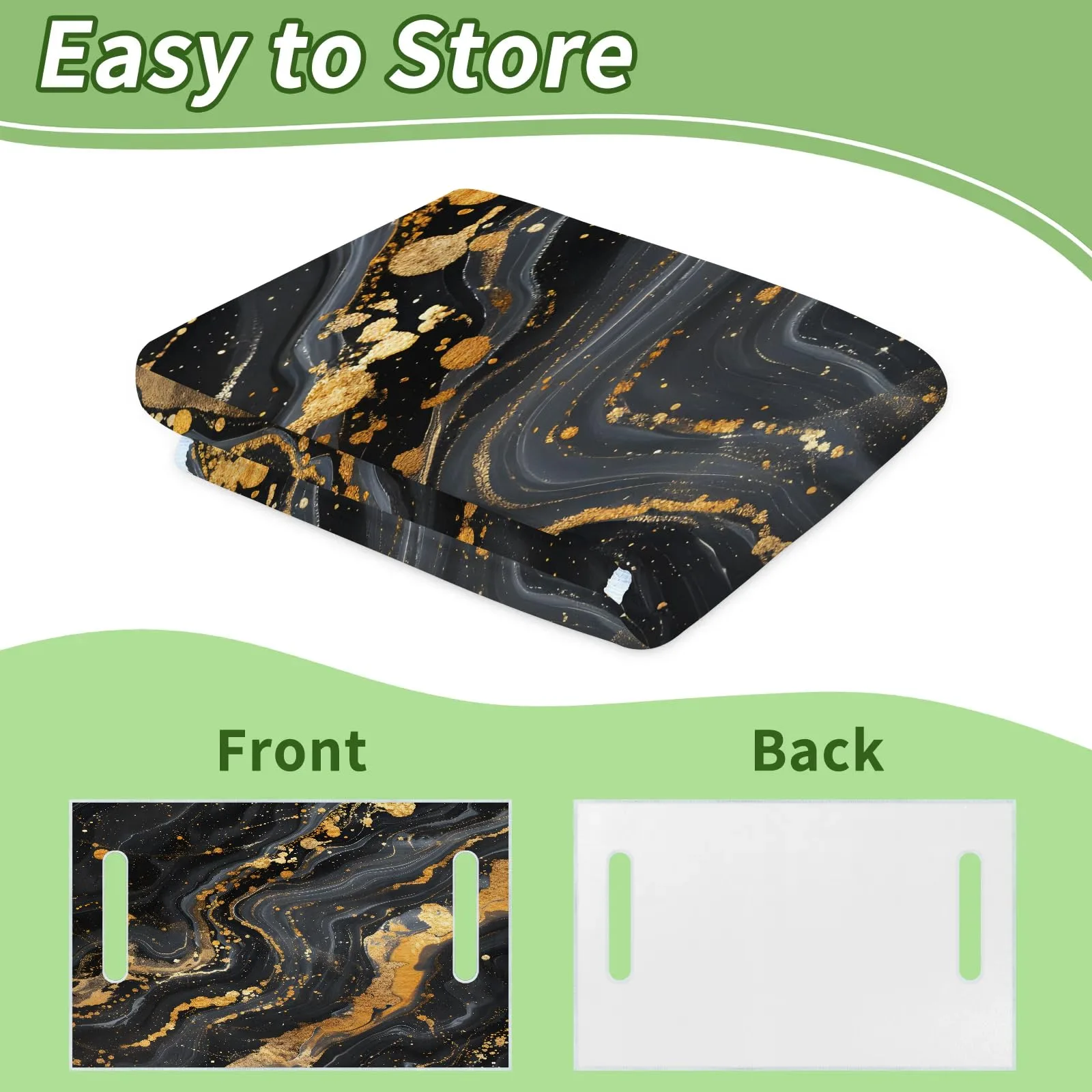 Tiveruda Black Marble Gold Golf Cart Seat Cover image 4