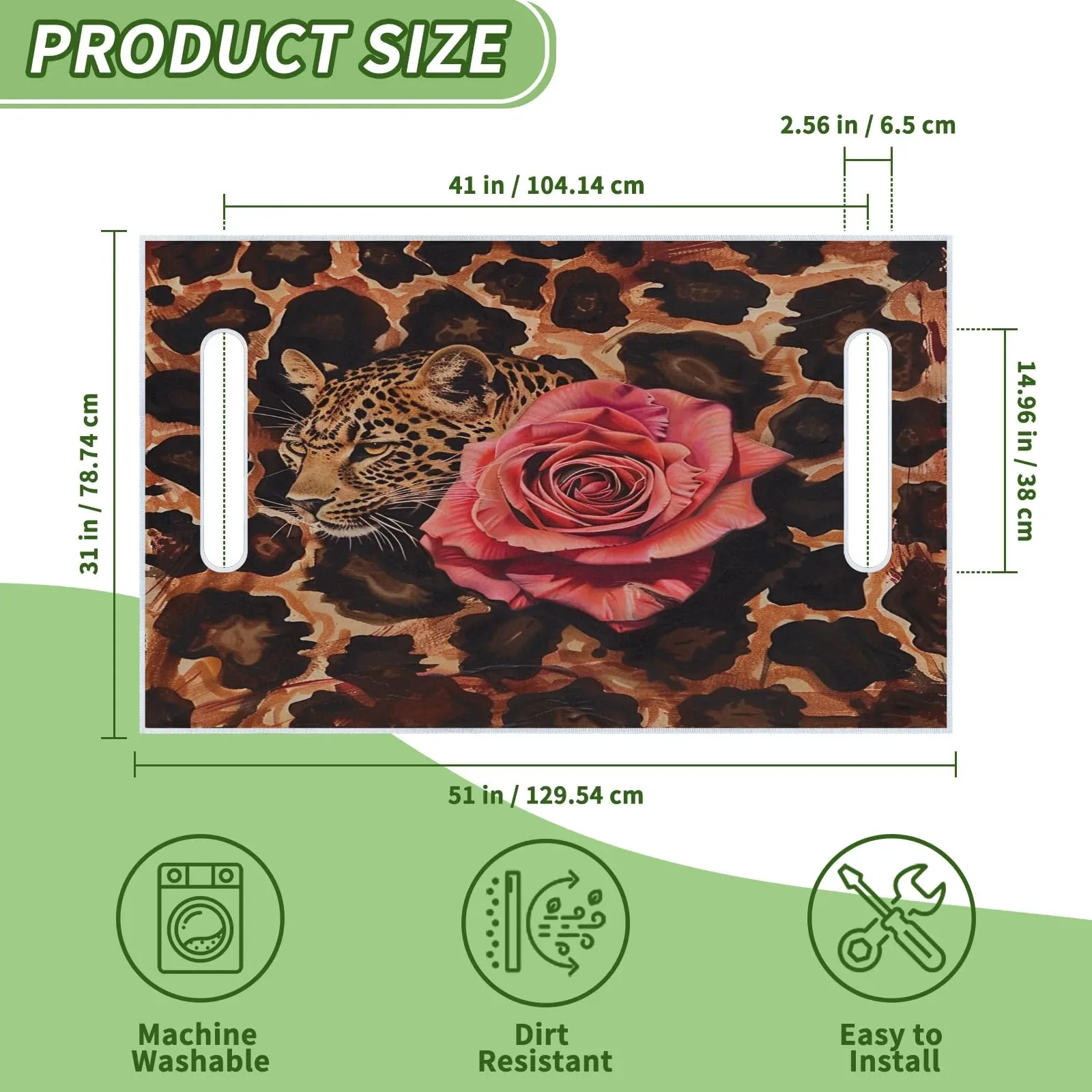 Tiveruda Leopard Rose Golf Cart Seat Cover, 51 x 31 in image 2