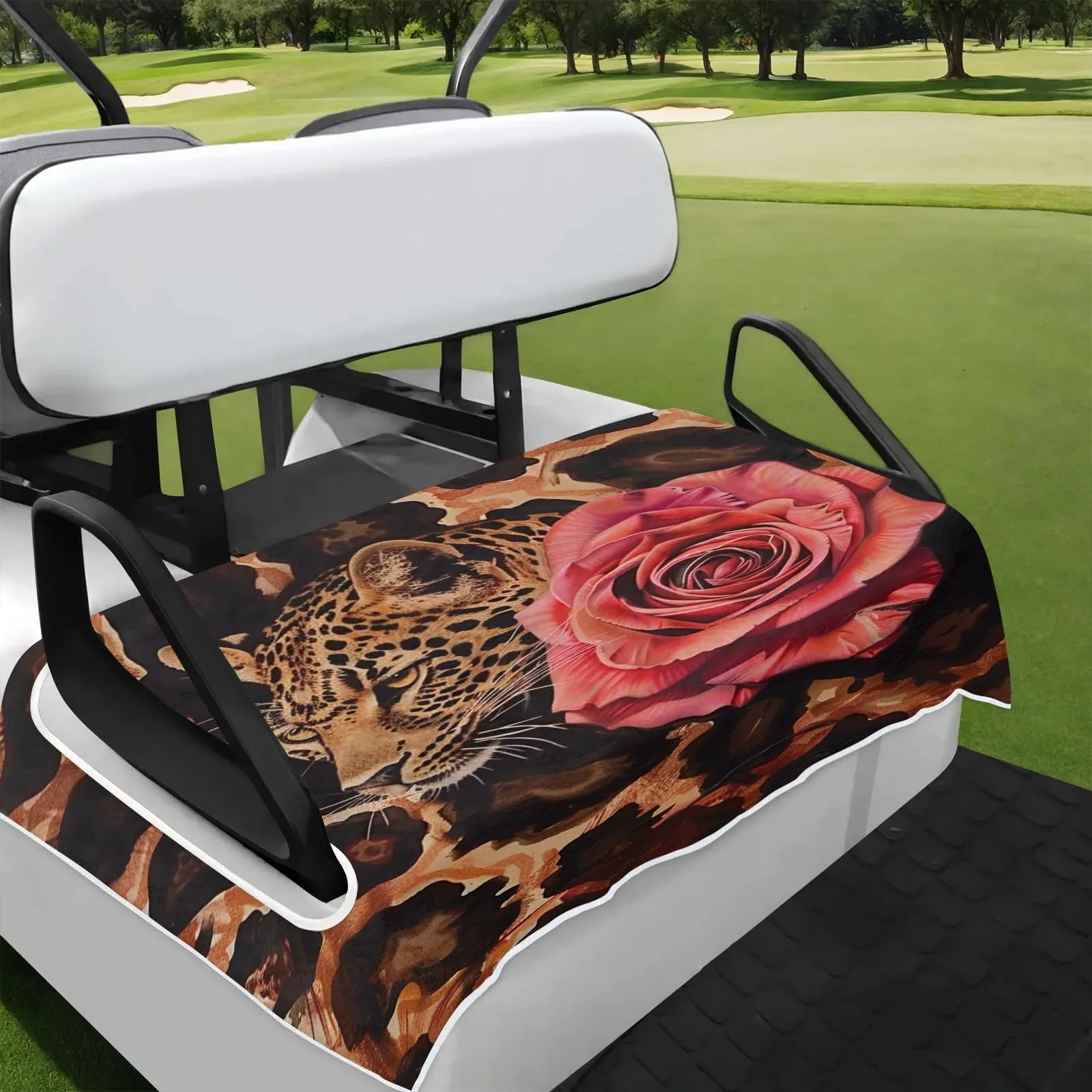 Tiveruda Leopard Rose Golf Cart Seat Cover, 51 x 31 in