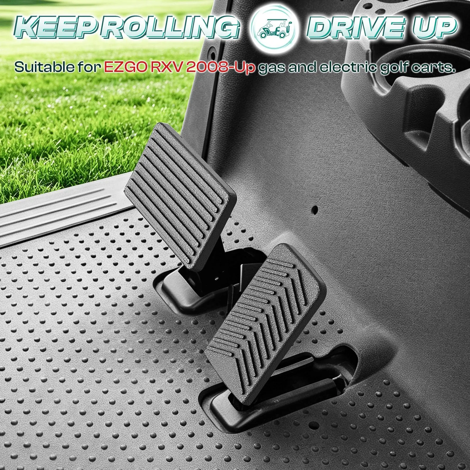 DRIVE UP E-Z-GO RXV Brake & Accelerator Pedal Pad Covers 610529/610471 image 2