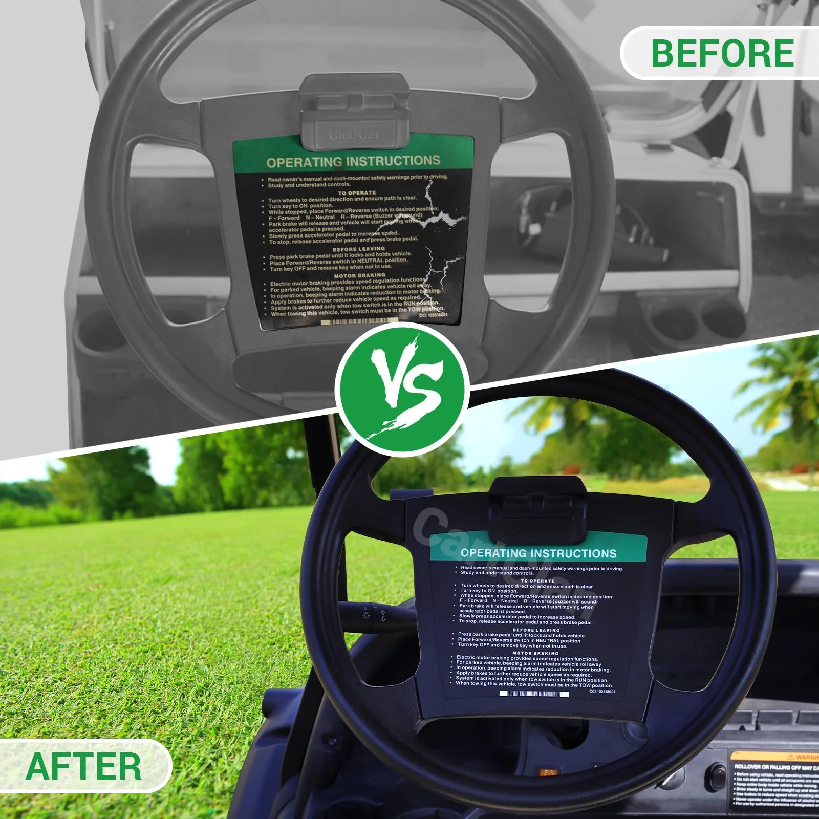 CartClan Club Car DS Steering Wheel & Dashboard Decal Kit image 2