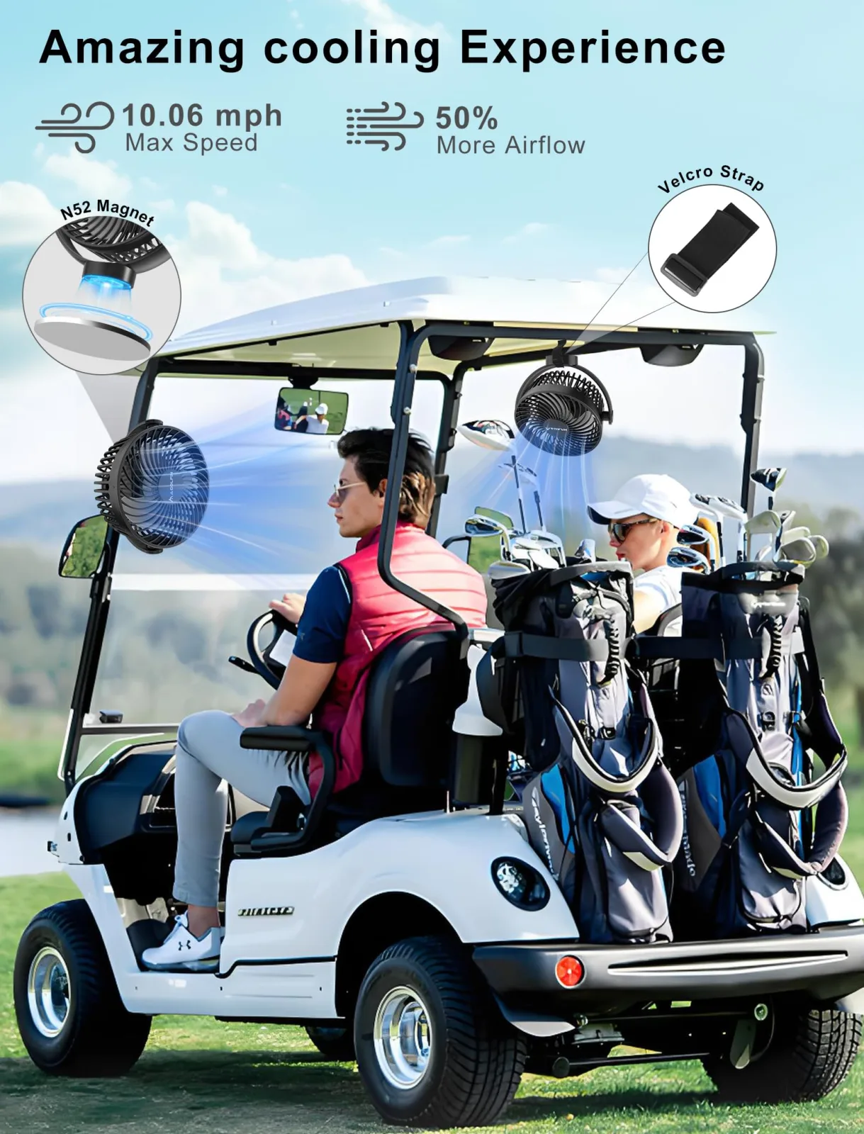 MAGOLFIN YH-F108-S Rechargeable Golf Cart Fan 2-Pack image 4