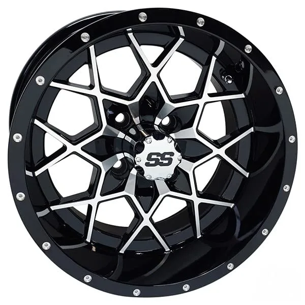 REVENGE RHOX 14x7 ET-25 Gloss Black Golf Cart Wheel