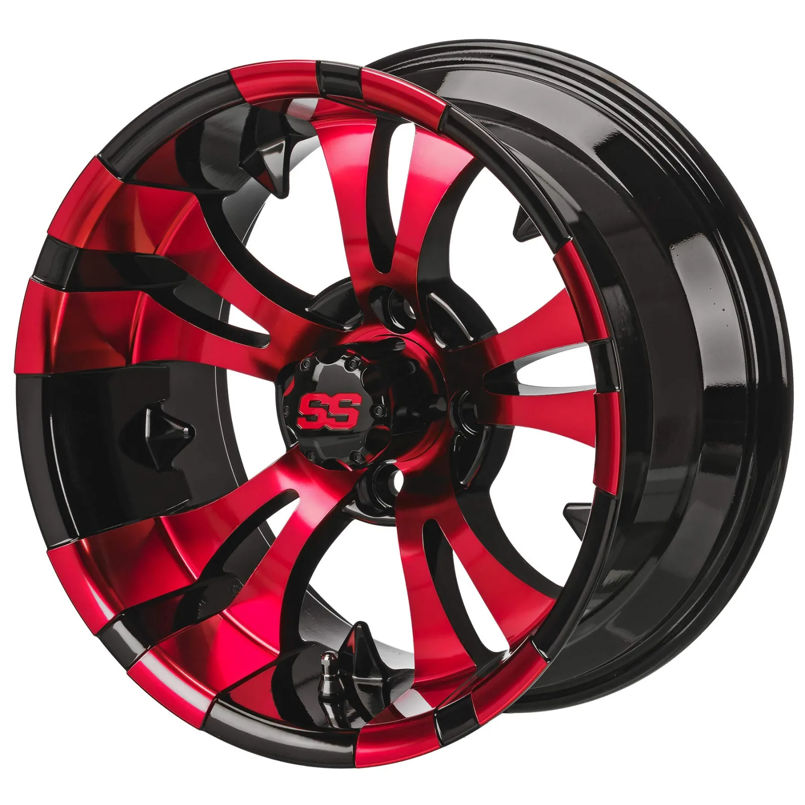 RM Cart 14-Inch Warlock Black and Red Golf Cart Wheel