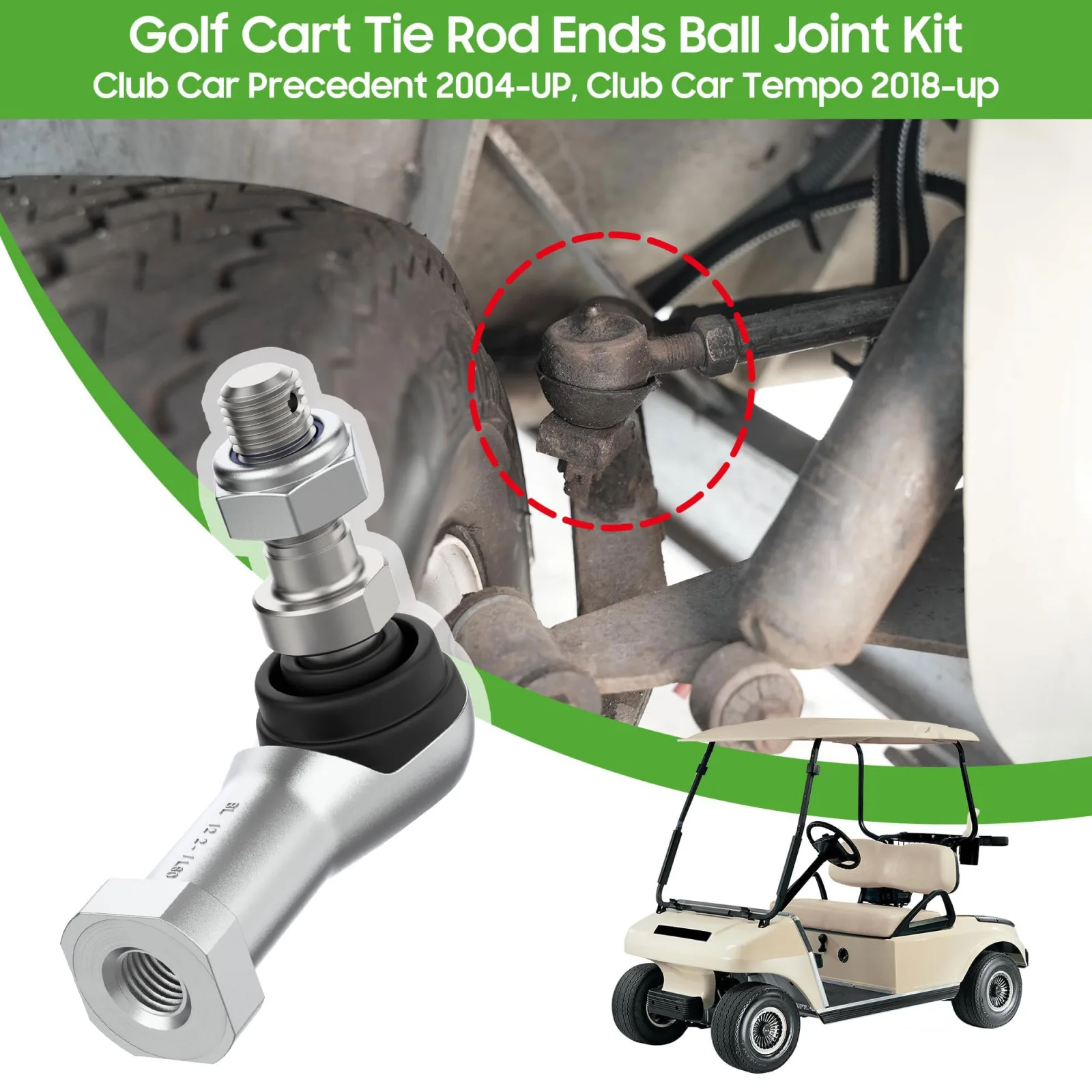 10L0L Tie Rod End Kit for Club Car Precedent and Tempo image 3
