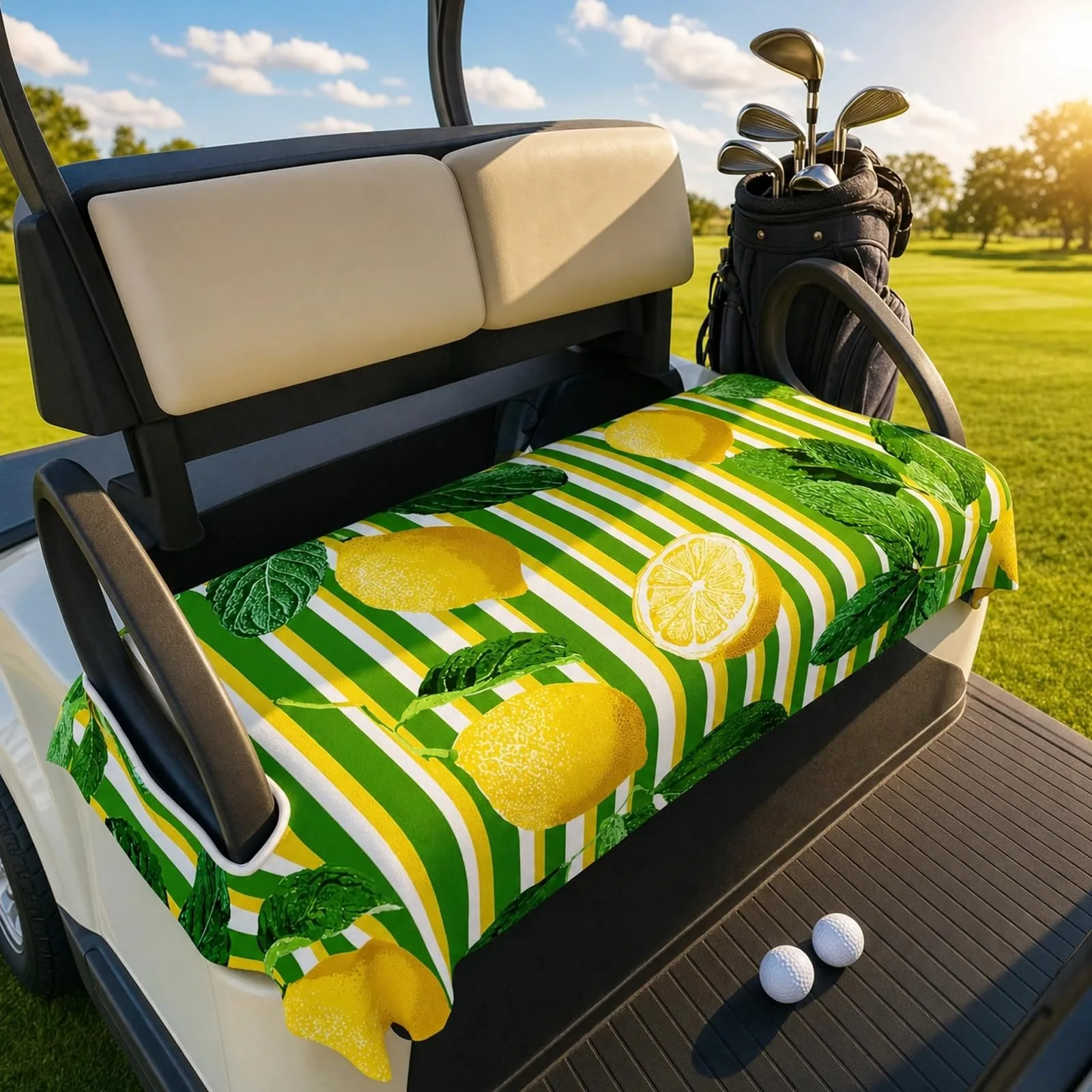 ZOCOZY Green Lemon 55x32 Microfiber Golf Cart Seat Cover