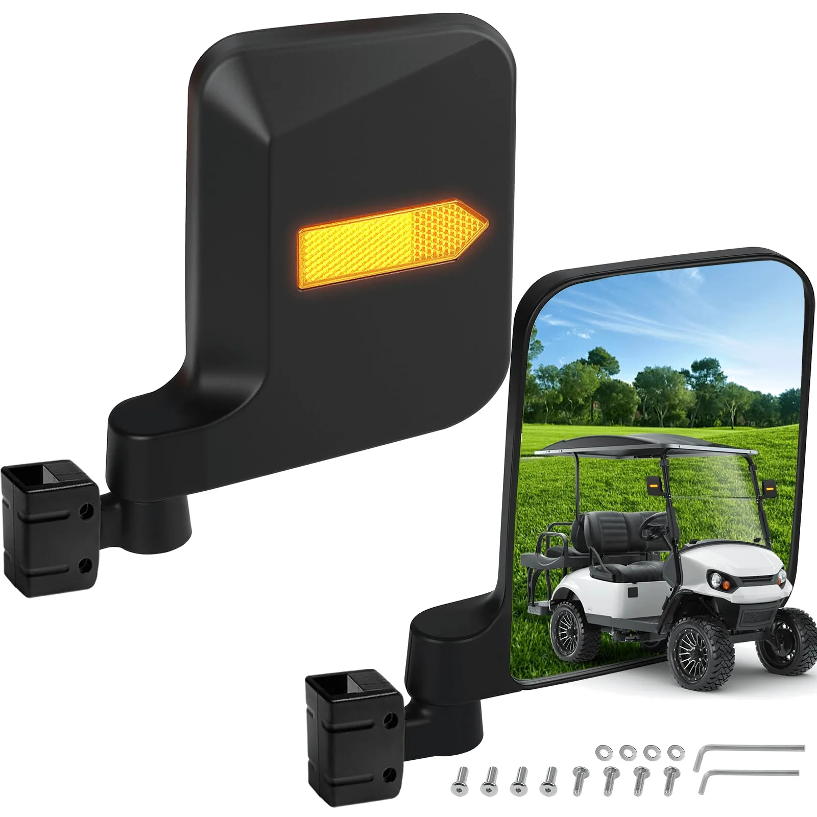MOSNAI M686 Golf Cart Side Mirrors with Reflectors