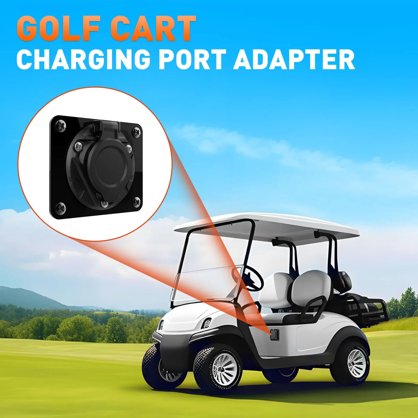 SnowyFox 3-Hole Golf Cart Charging Port Adapter Plate — Black Polycarbonate image 2
