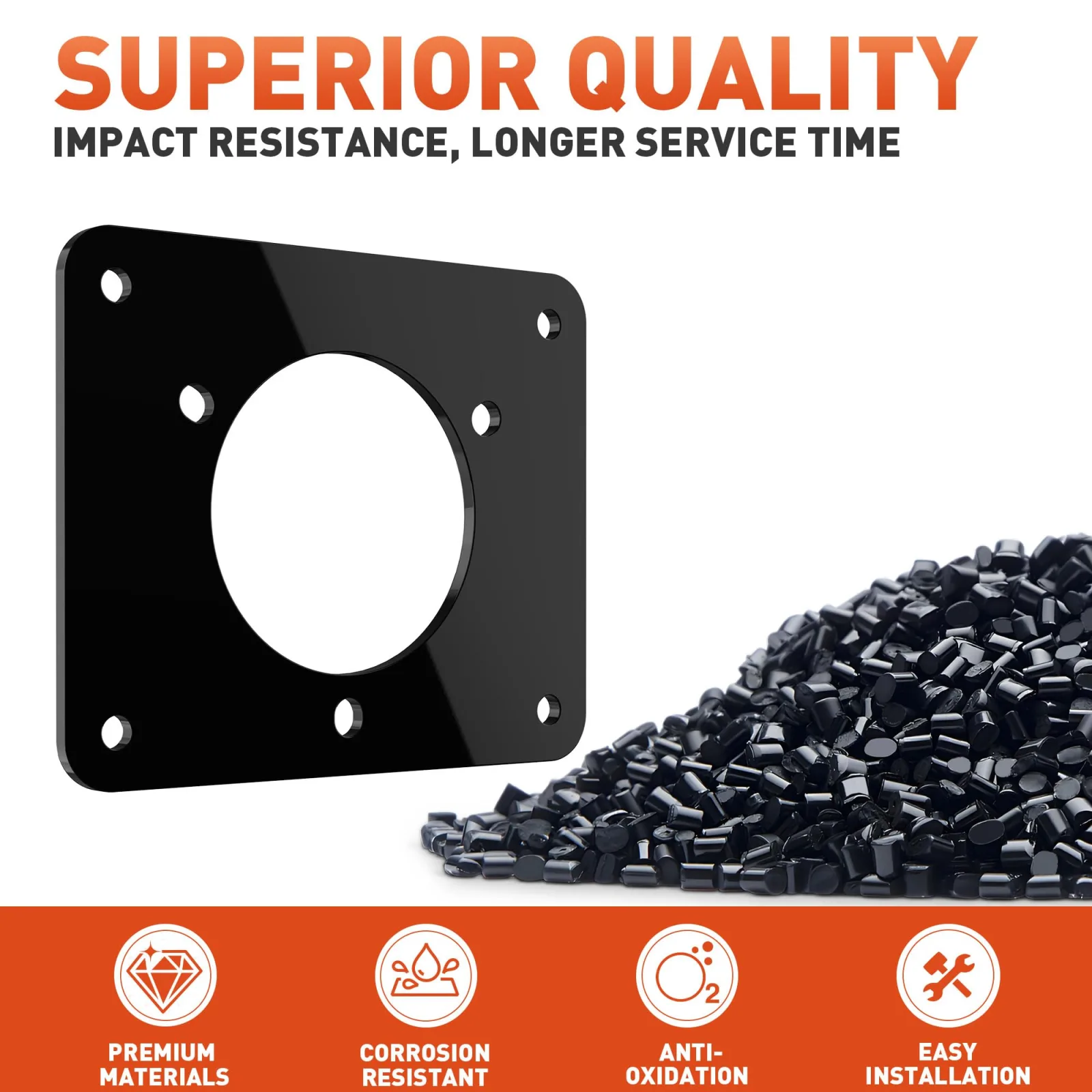SnowyFox 3-Hole Golf Cart Charging Port Adapter Plate — Black Polycarbonate image 4