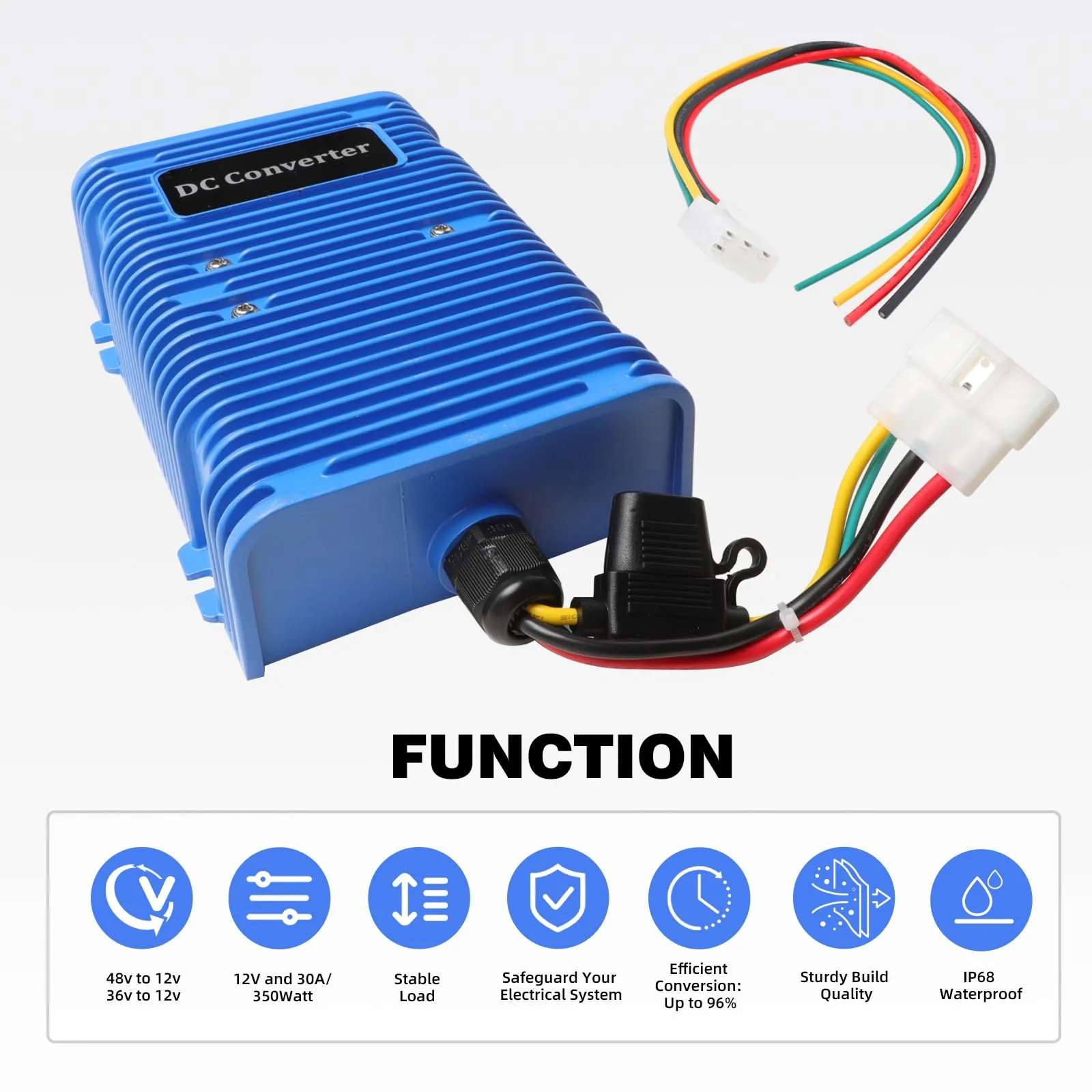 Roykaw 36/48V to 12V DC Converter Voltage Reducer 30A 350W image 3