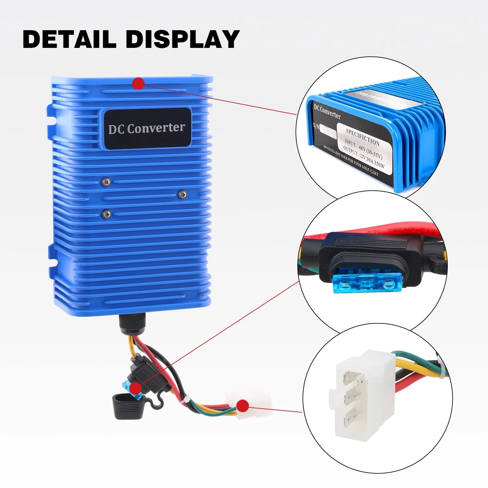 Roykaw 36/48V to 12V DC Converter Voltage Reducer 30A 350W image 4