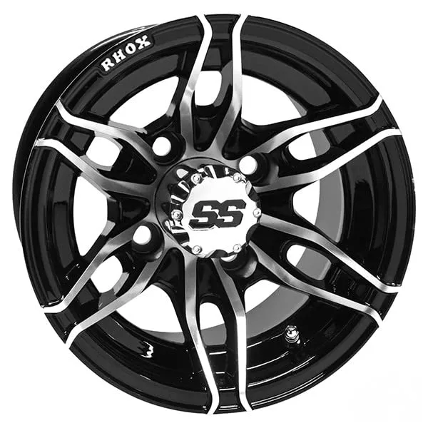 REVENGE RHOX 10x7 ET-25 Machined Black Golf Cart Wheel