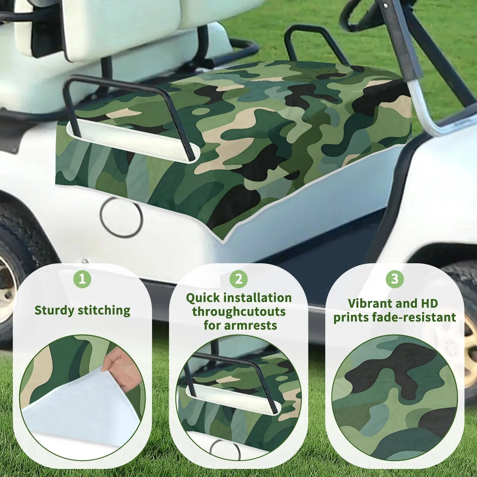 Tiveruda Green Camouflage Golf Cart Seat Cover image 3