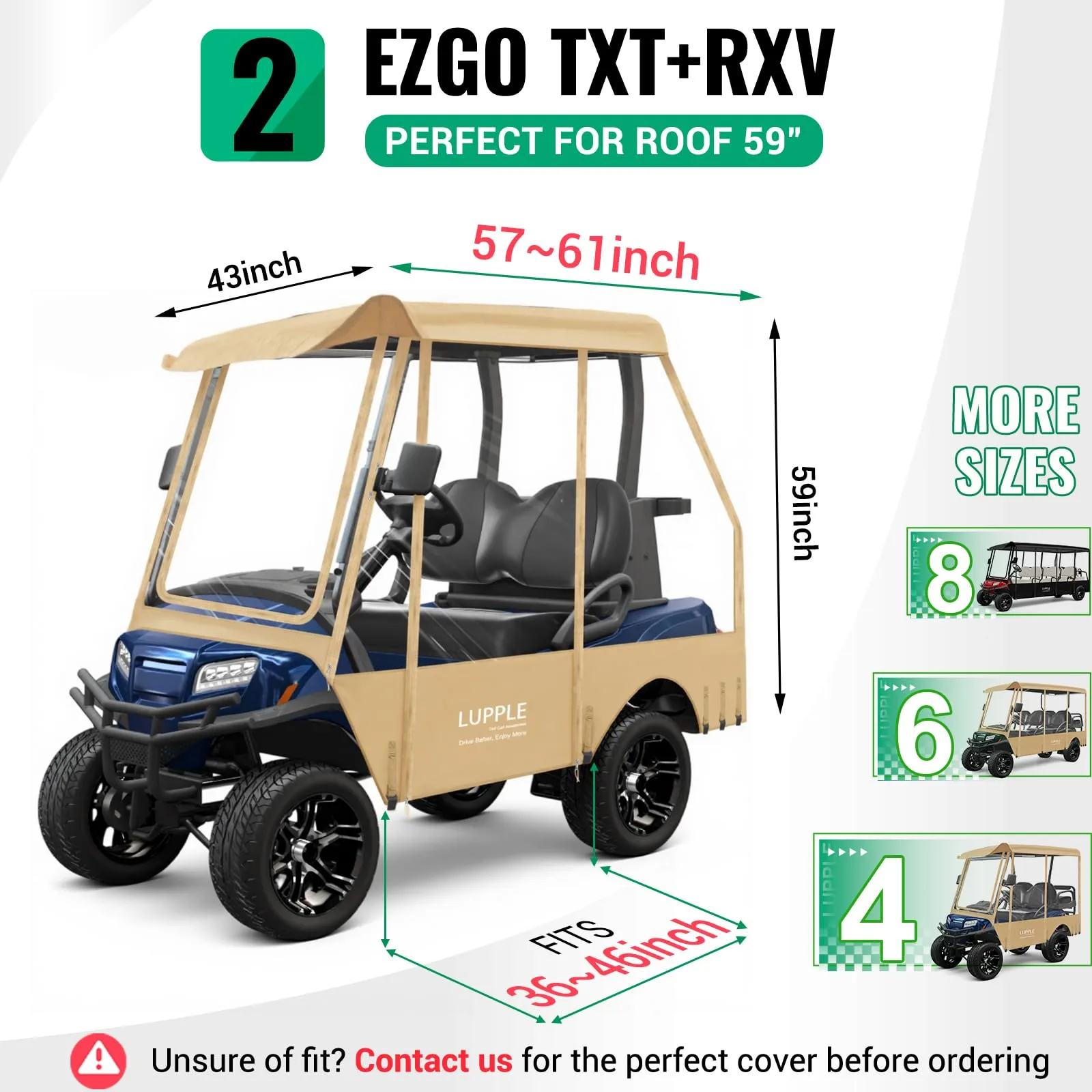LUPPLE Golf Cart Enclosure for E-Z-GO TXT/RXV and Express image 2
