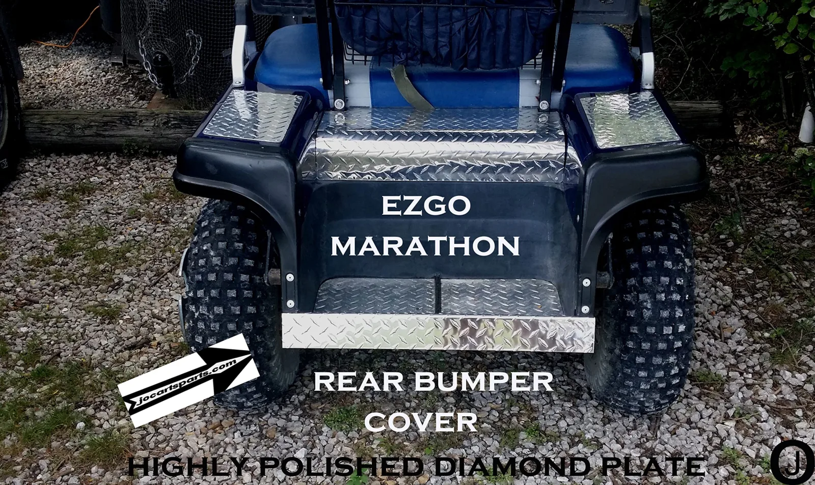 E-Z-GO Marathon Rear Bumper Cover, Black Diamond Plate image 3