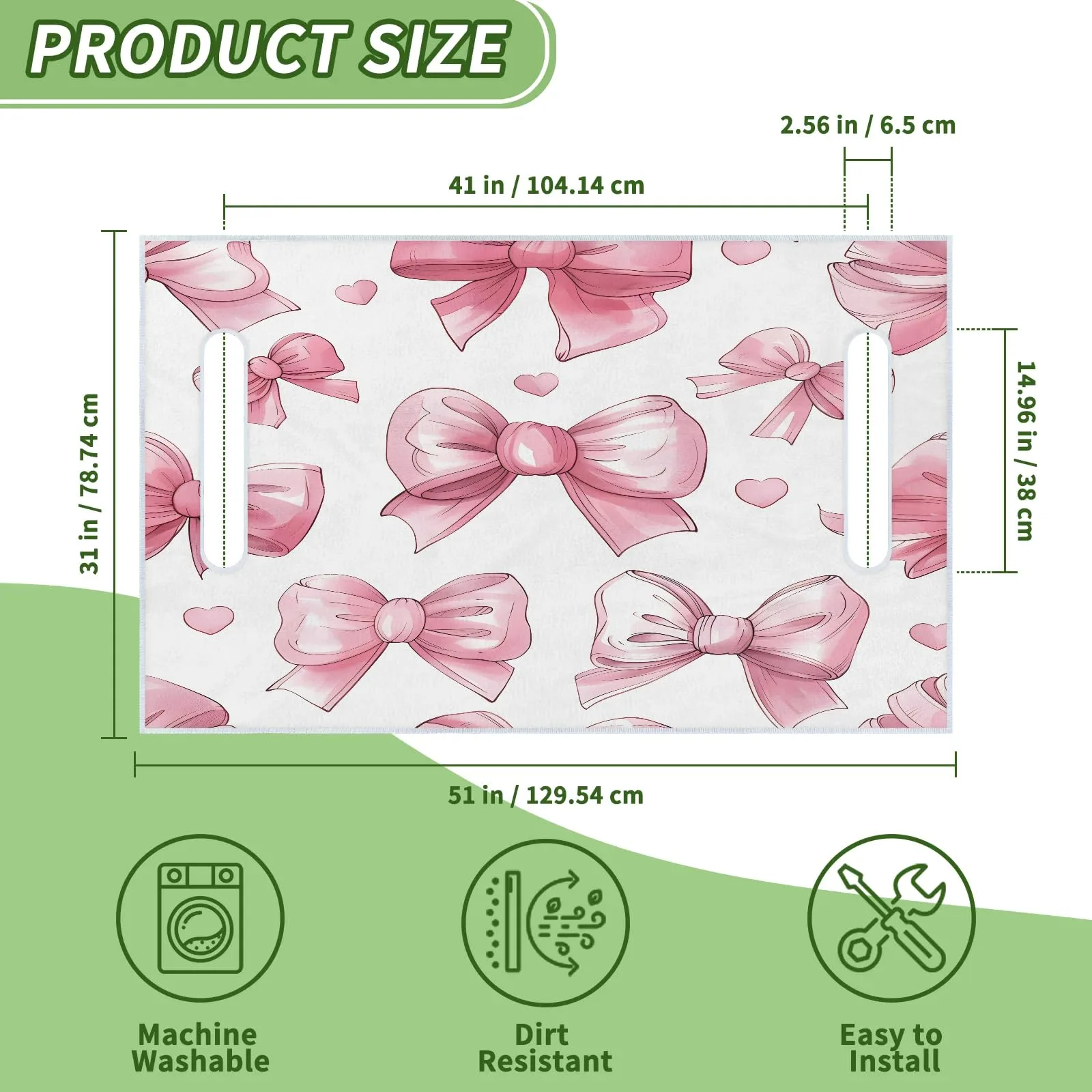 Tiveruda Pink Bow Tie Golf Cart Seat Cover 51 x 31 in image 2