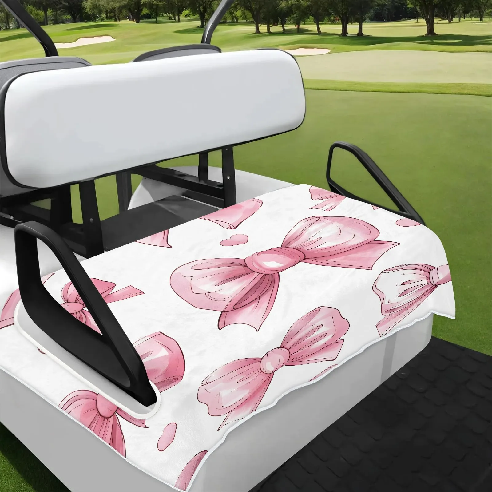 Tiveruda Pink Bow Tie Golf Cart Seat Cover 51 x 31 in
