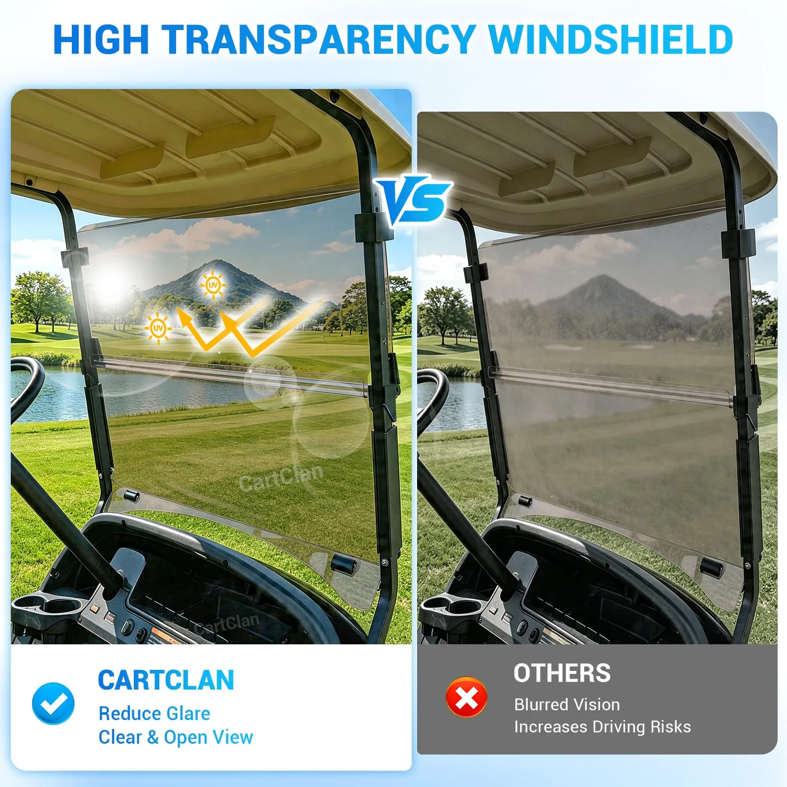 CartClan Club Car Precedent Folding Tinted Windshield image 2