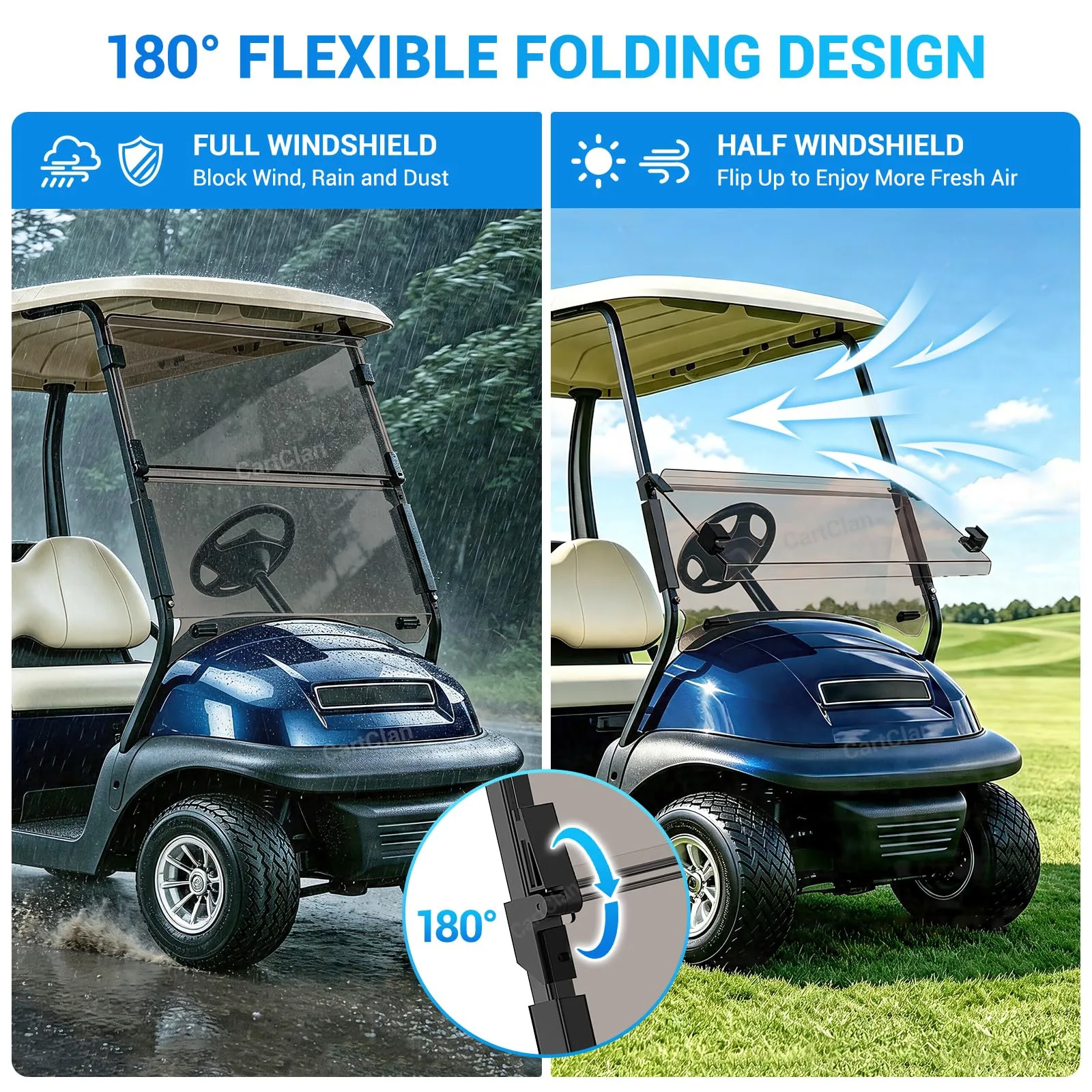 CartClan Club Car Precedent Folding Tinted Windshield image 3