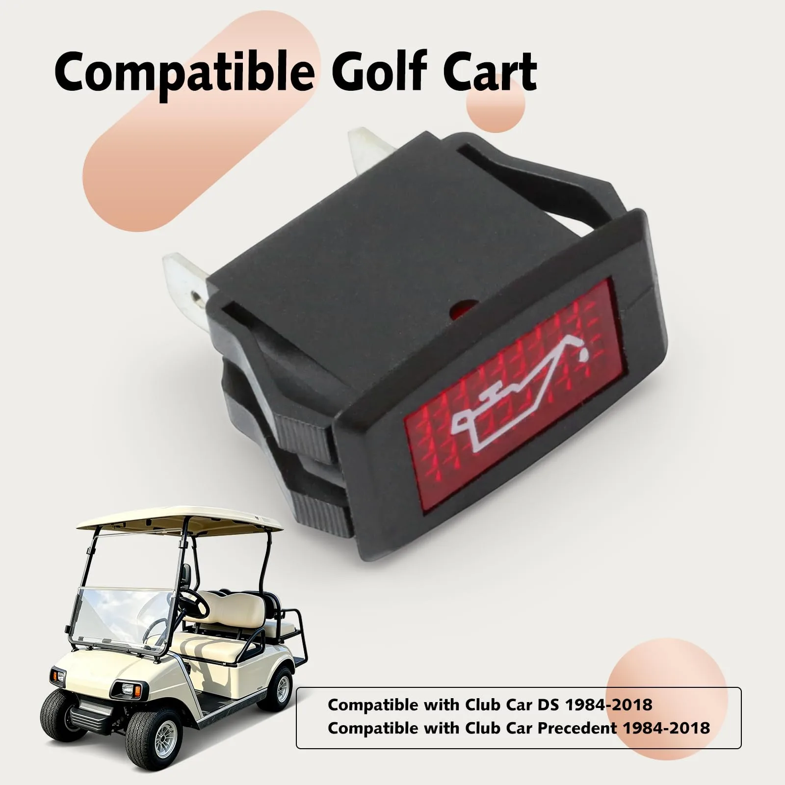 WPXITOO 1016630 Oil Warning Light for Club Car Gas Carts image 3