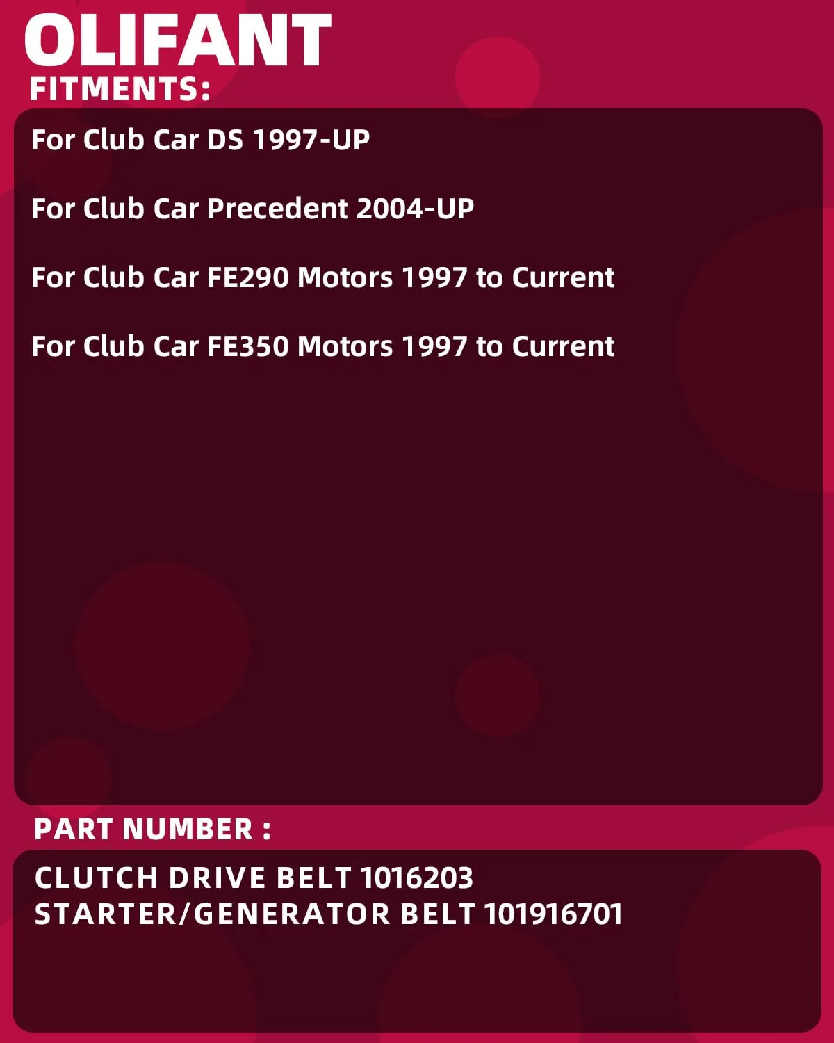 OLIFANT Drive Belt Set for Club Car DS and Precedent image 2