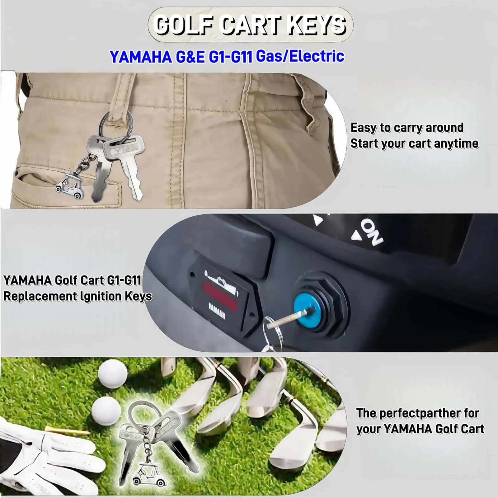 WUKO HUNT Yamaha Golf Cart Replacement Ignition Keys image 3