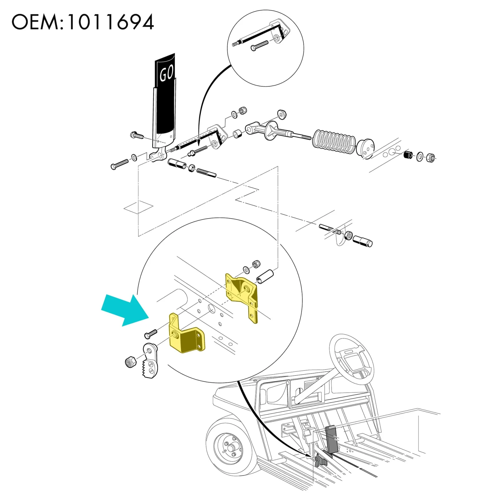 10L0L Accelerator Rod Bracket and Bushing for Club Car DS image 3