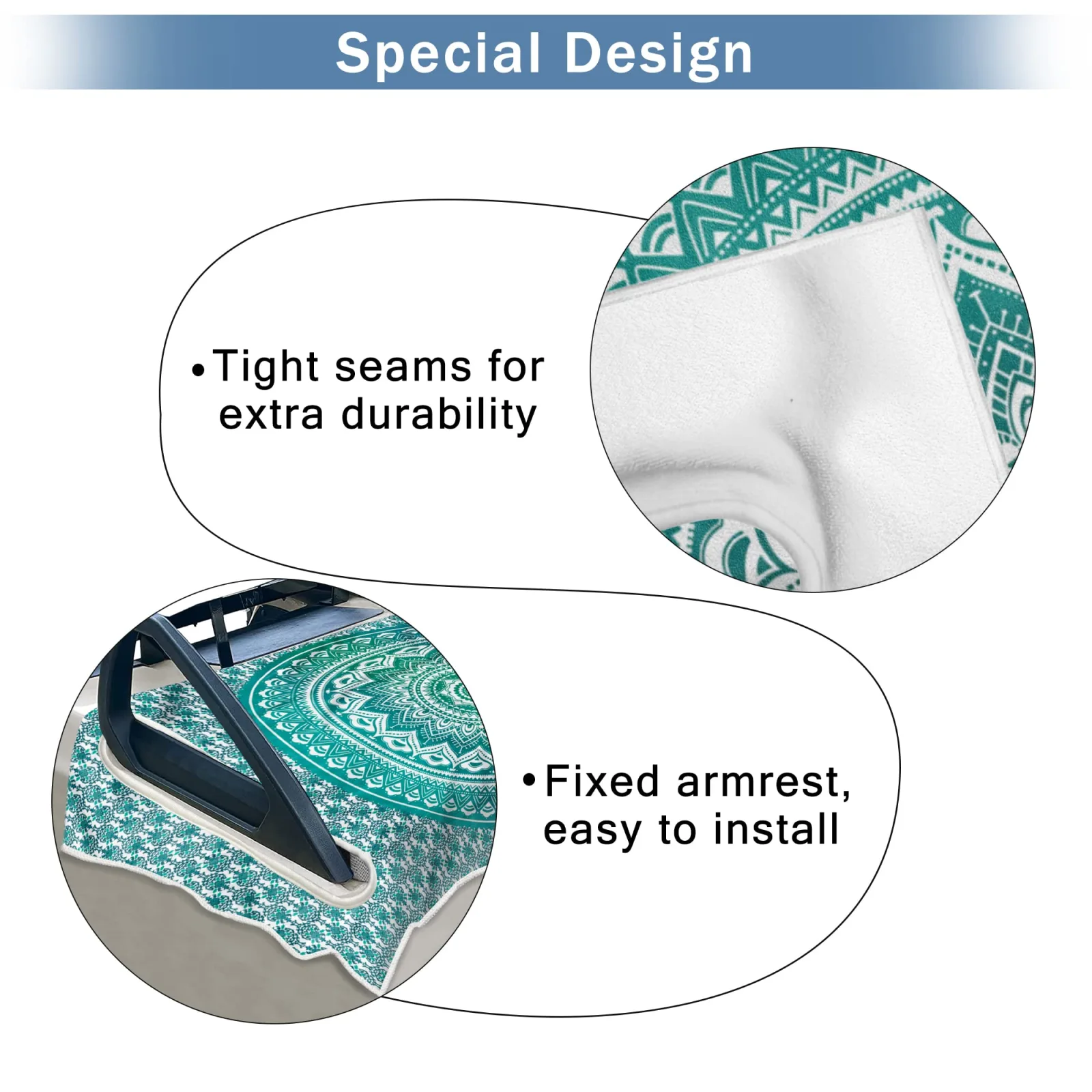 ENYORSEL Microfiber Golf Cart Seat Cover, Green Bohemian image 3