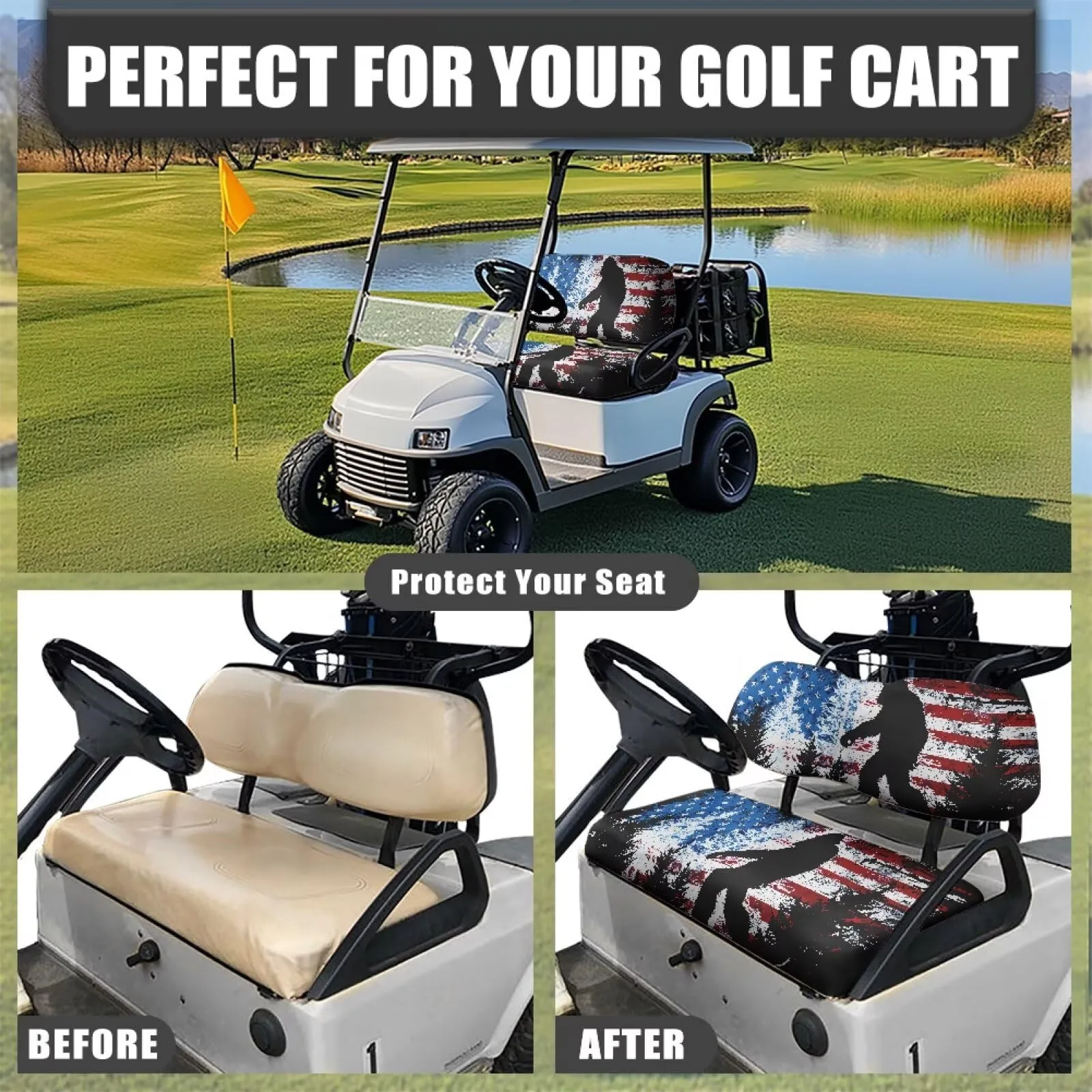 ELEQIN Gorilla American Flag Golf Cart Seat Cover Set image 4