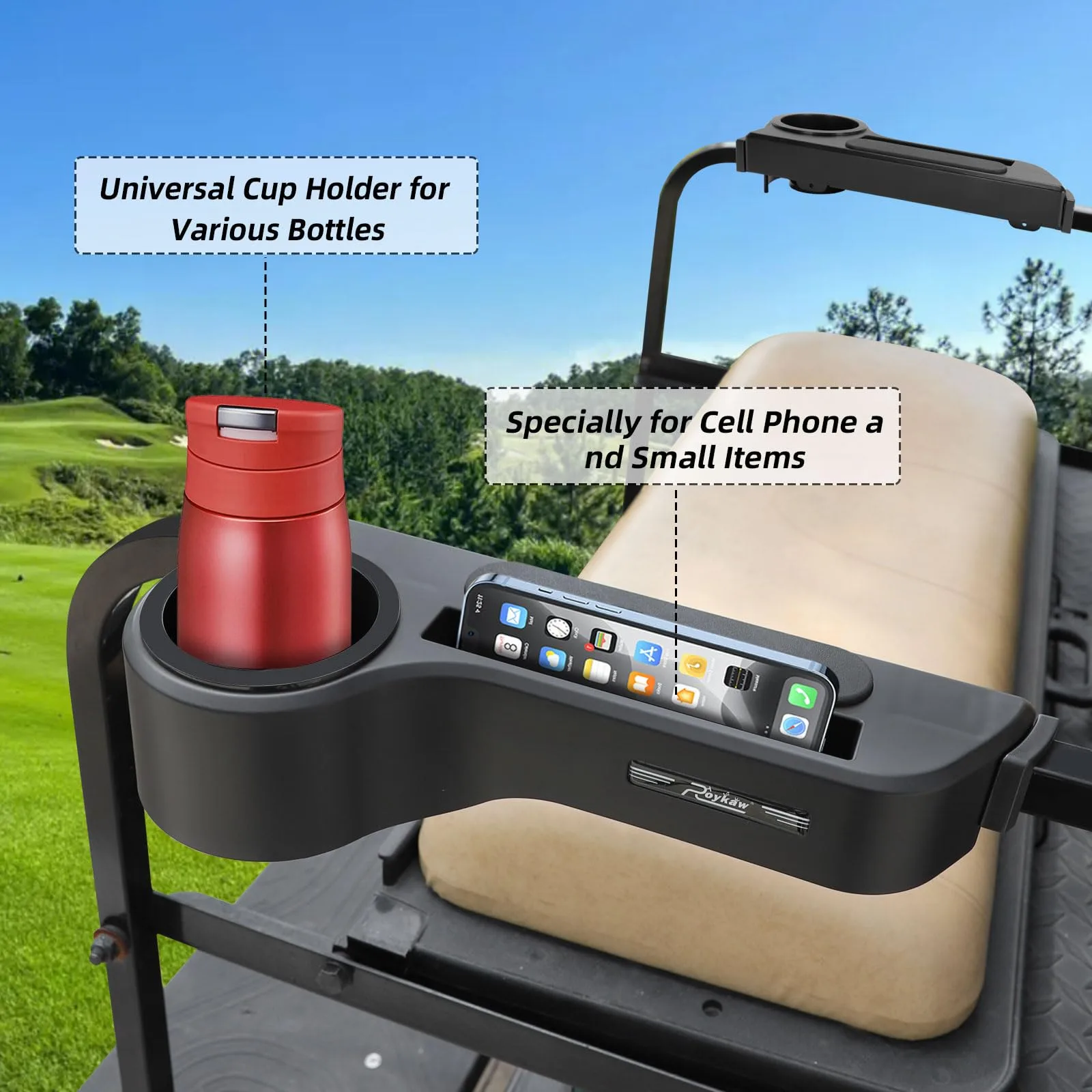 Roykaw Golf Cart Rear Seat Armrest with Cup Holder image 4