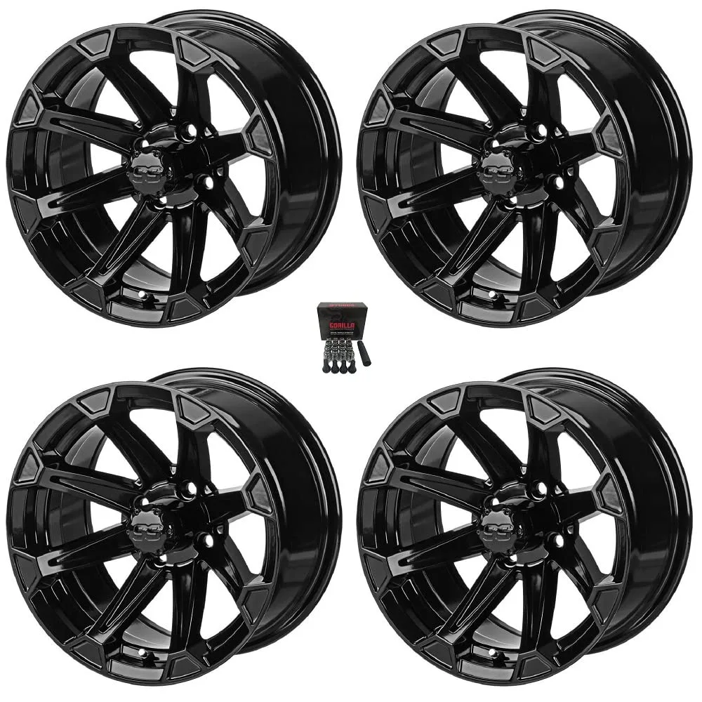 LSI Viking 14-Inch Gloss Black Golf Cart Wheels 108954FS