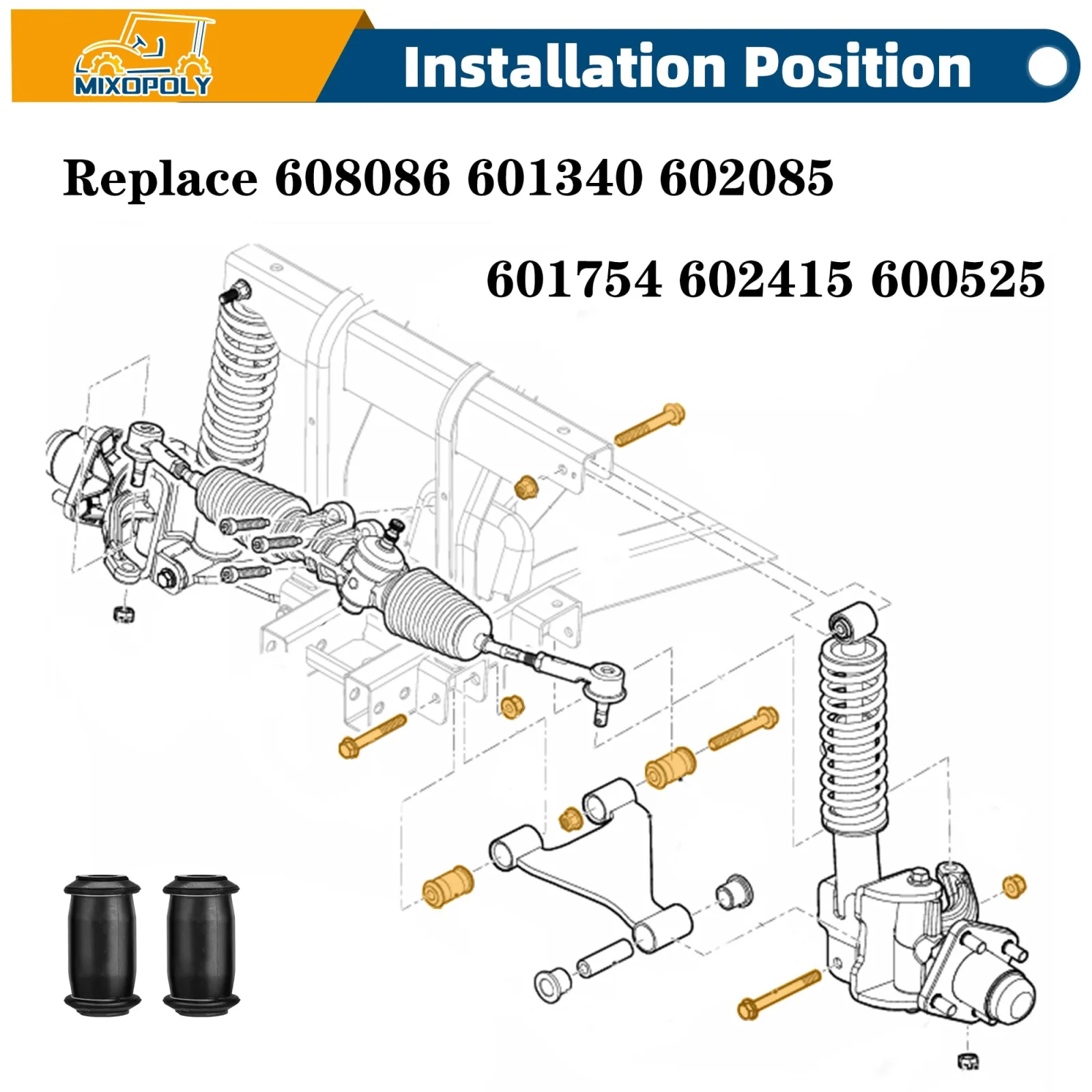 Mixopoly A-Arm Bushing Kit for EZGO RXV 2008-Up image 2