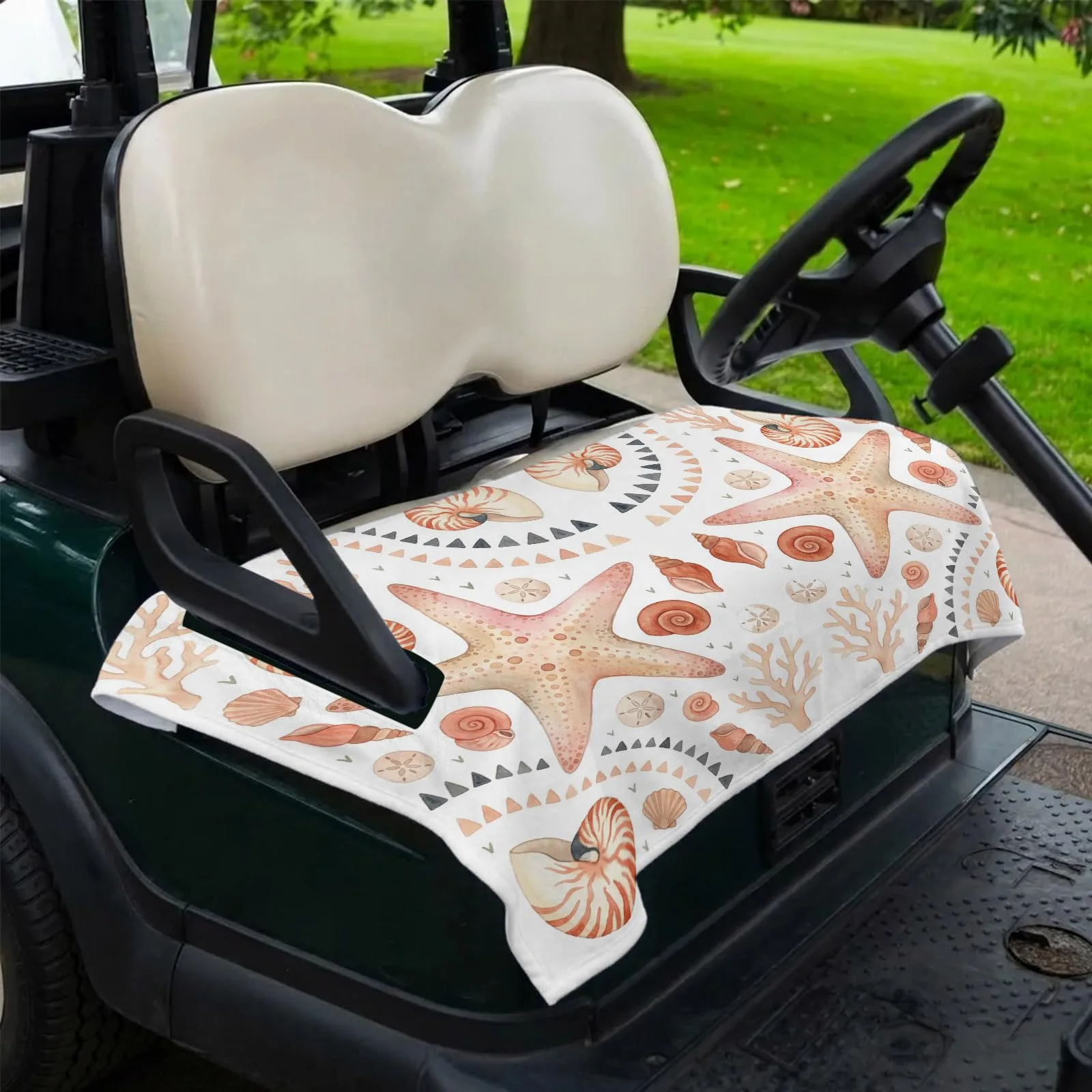 DecorLovee 51 x 31 Sea Starfish Golf Cart Seat Cover - Orange image 2