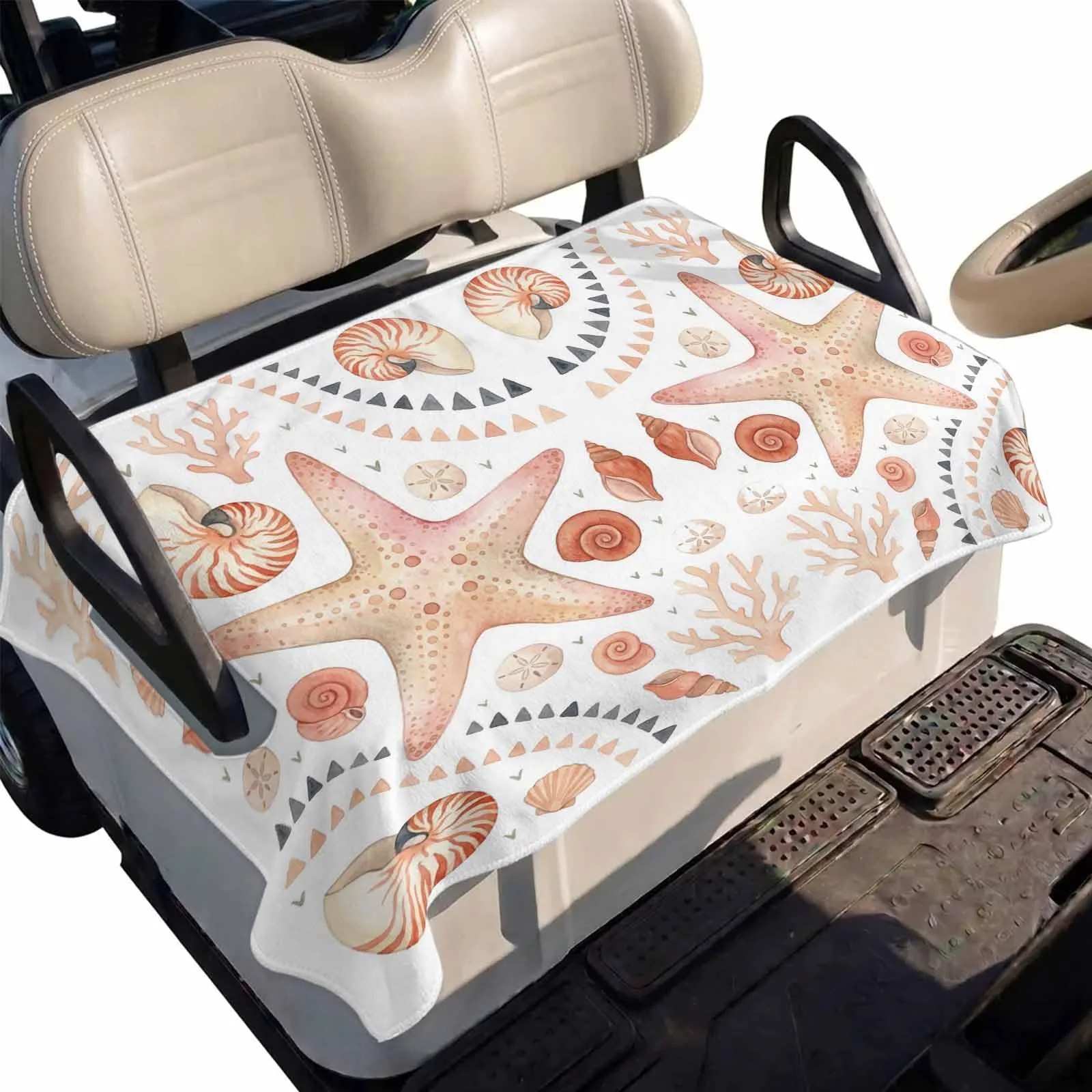 DecorLovee 51 x 31 Sea Starfish Golf Cart Seat Cover - Orange