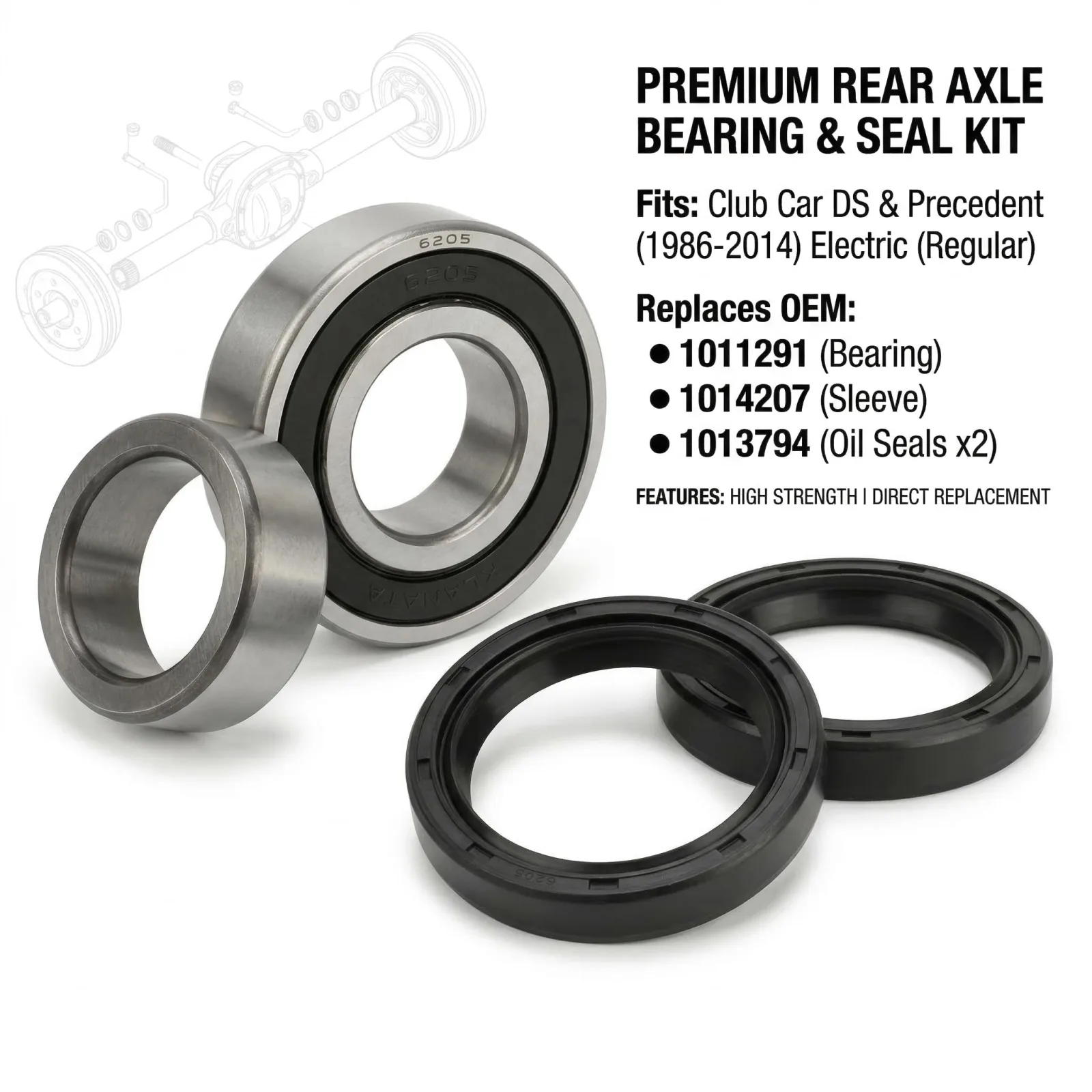 Klanata Rear Axle Bearing Kit for Club Car DS & Precedent image 2