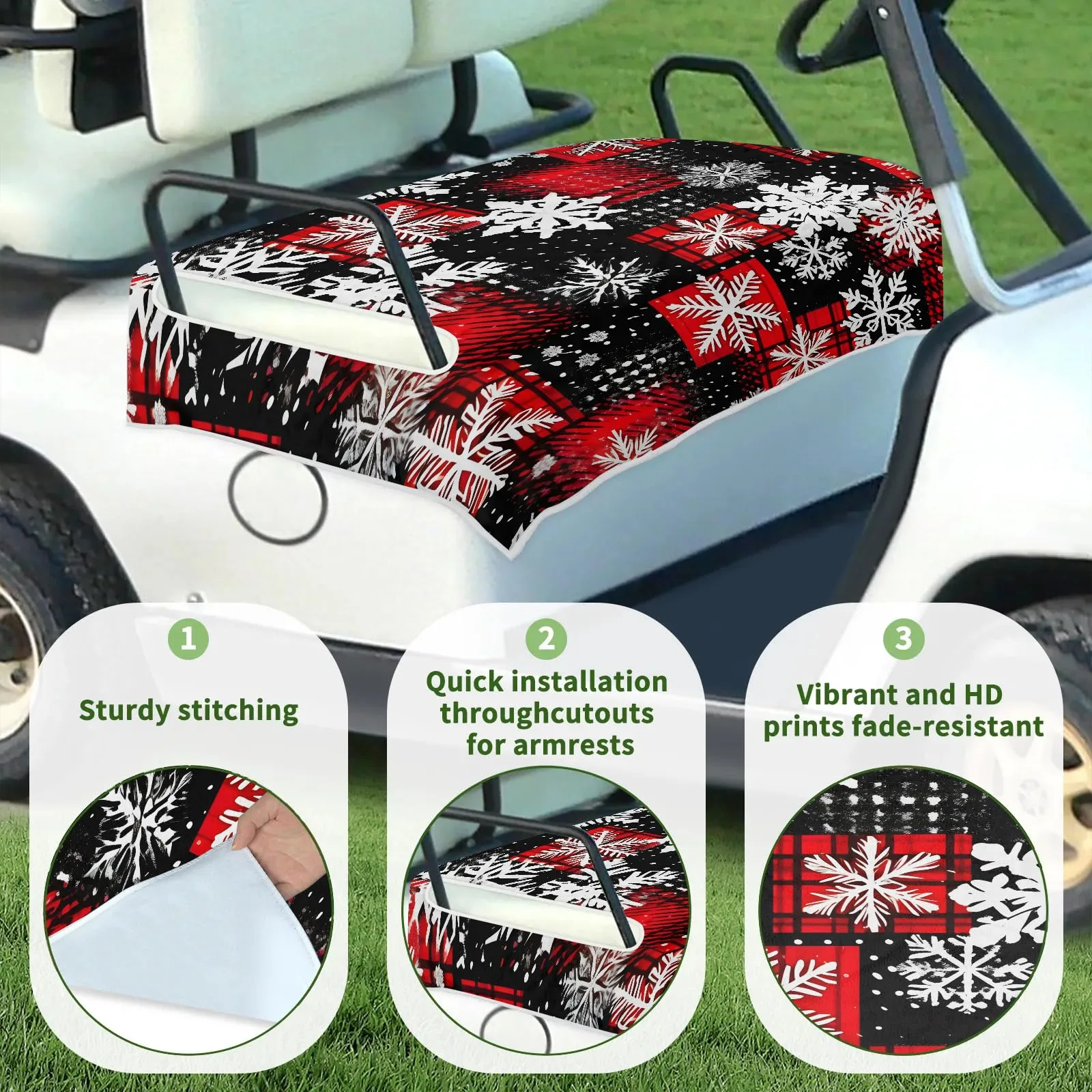 Tiveruda Golf Cart Seat Cover for Double Seats image 3
