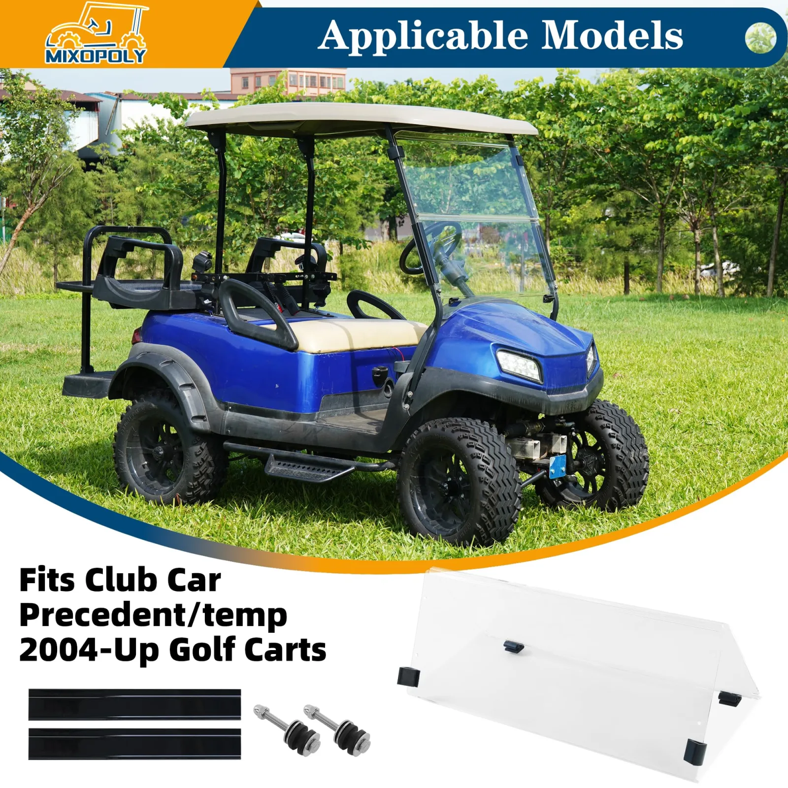 Mixopoly Foldable Windshield for Club Car Precedent 2004+ image 2
